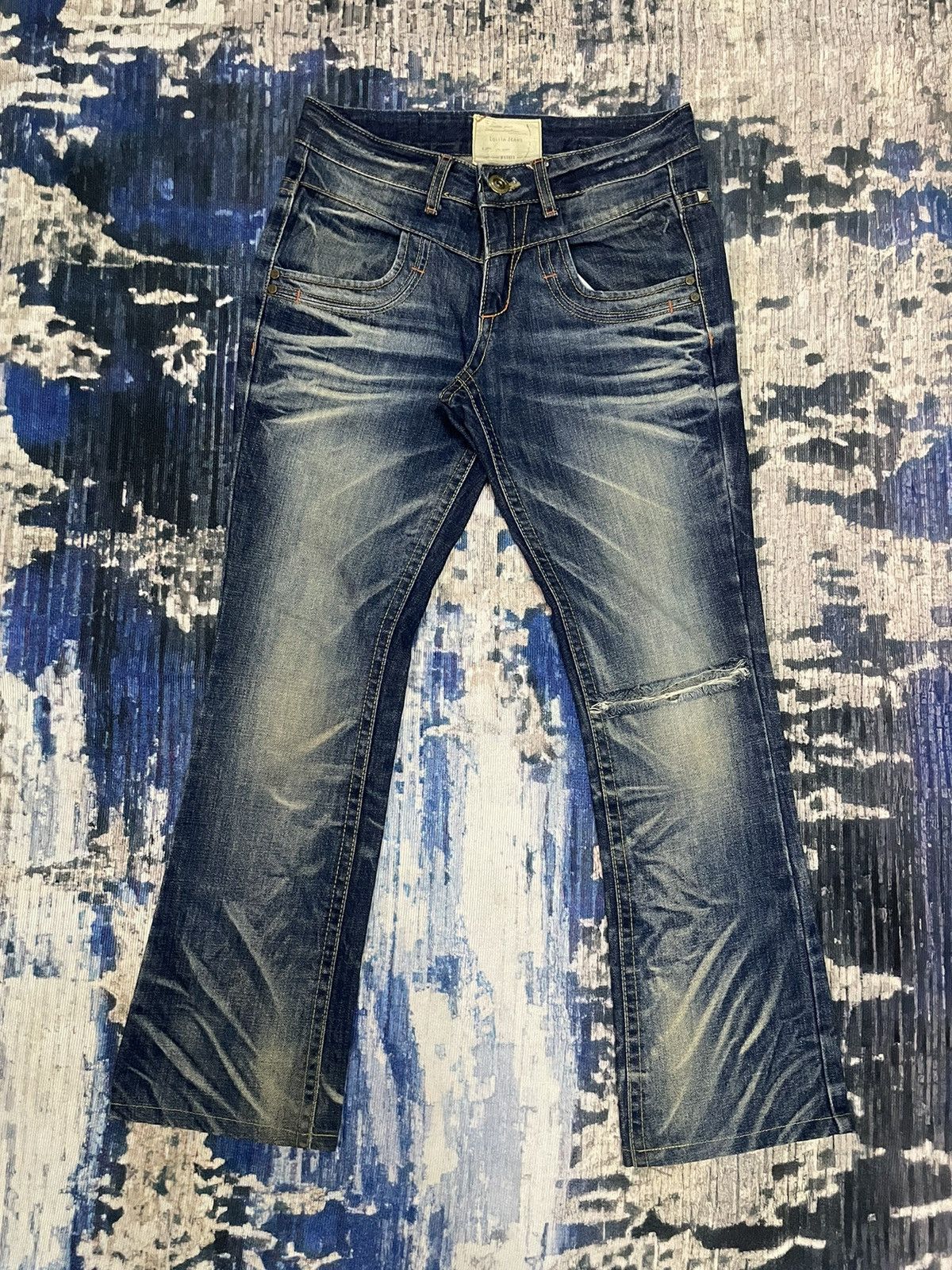 Hysteric Glamour 🇯🇵 LOLITA concert club catclaws distressed flare exotic denim Size 31" - 3 Thumbnail