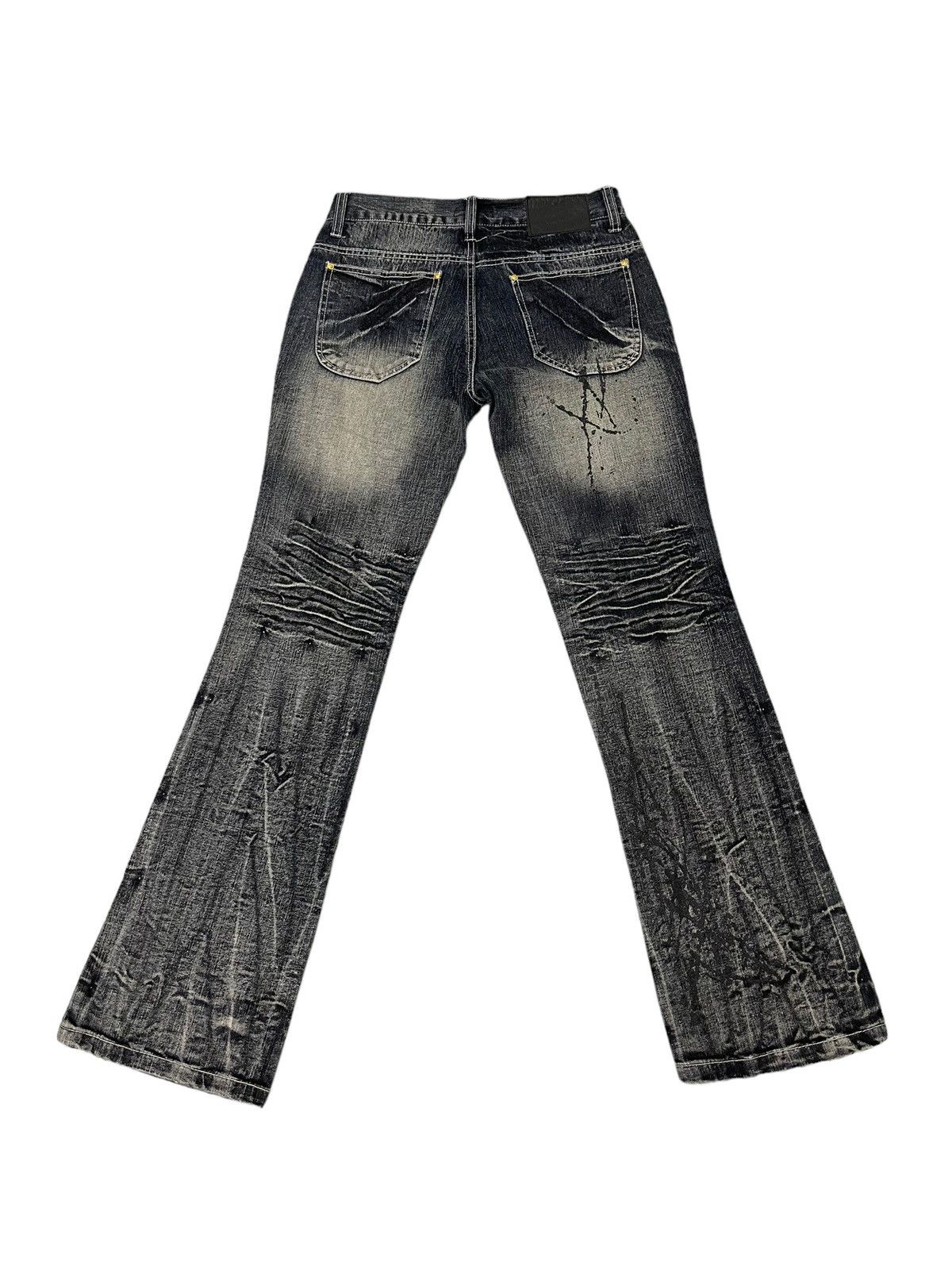 Japanese Brand Flare Jeans Black Baccara Distress Acid Wash Low Rise 8🟦0 Size US 29 - 12 Thumbnail
