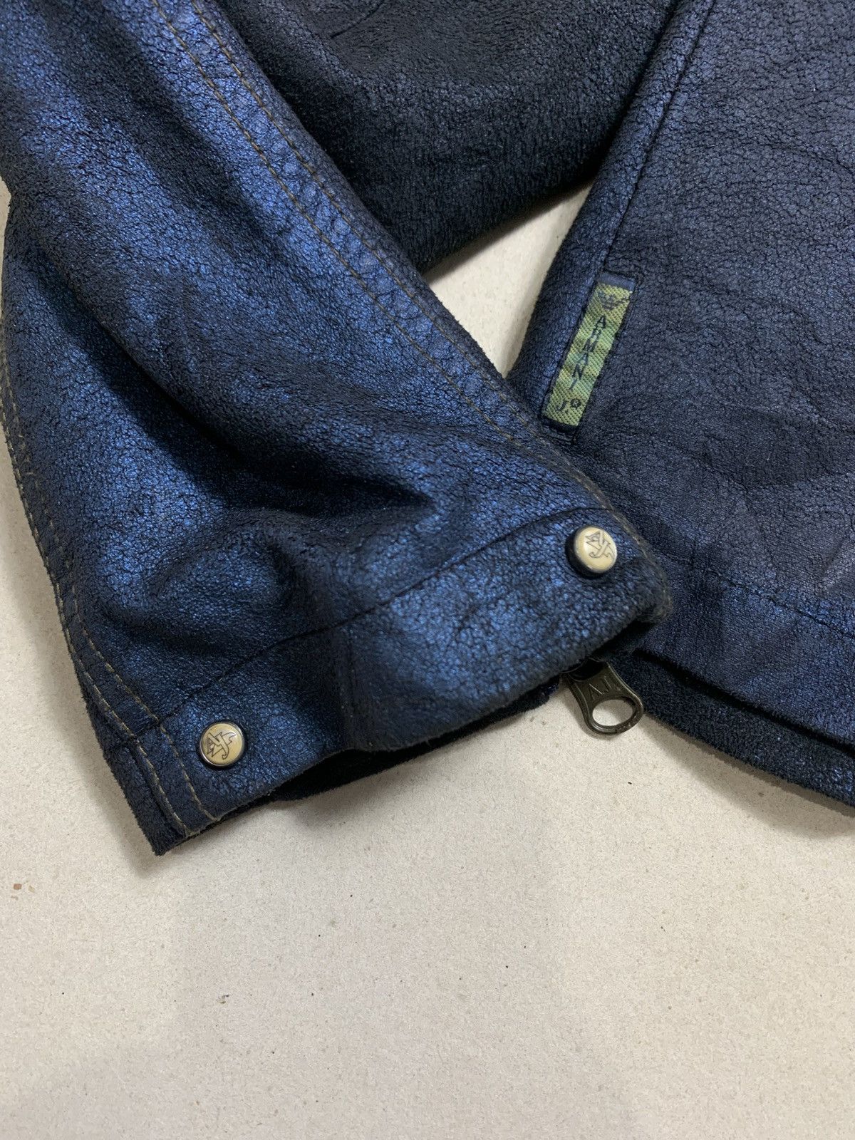 Armani Armani Jeans Navy Cracked Effect Faux Suede Size US L / EU 52-54 / 3 - 9 Thumbnail