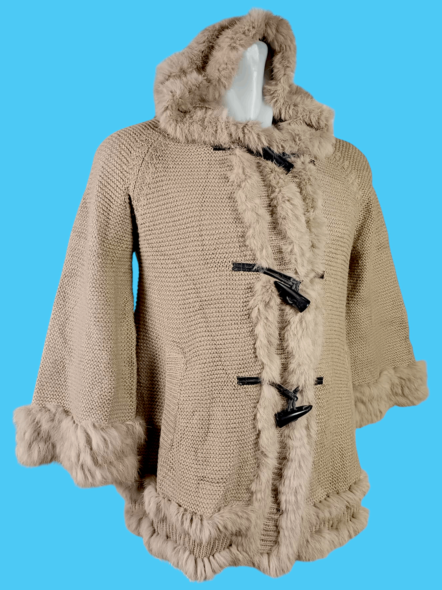 Japanese Brand × Le Grande Bleu (L.G.B.) VICKY Faux Fur Knit Toggle Design Mohair Duffle Jacket Size US L / EU 52-54 / 3 - 5 Thumbnail