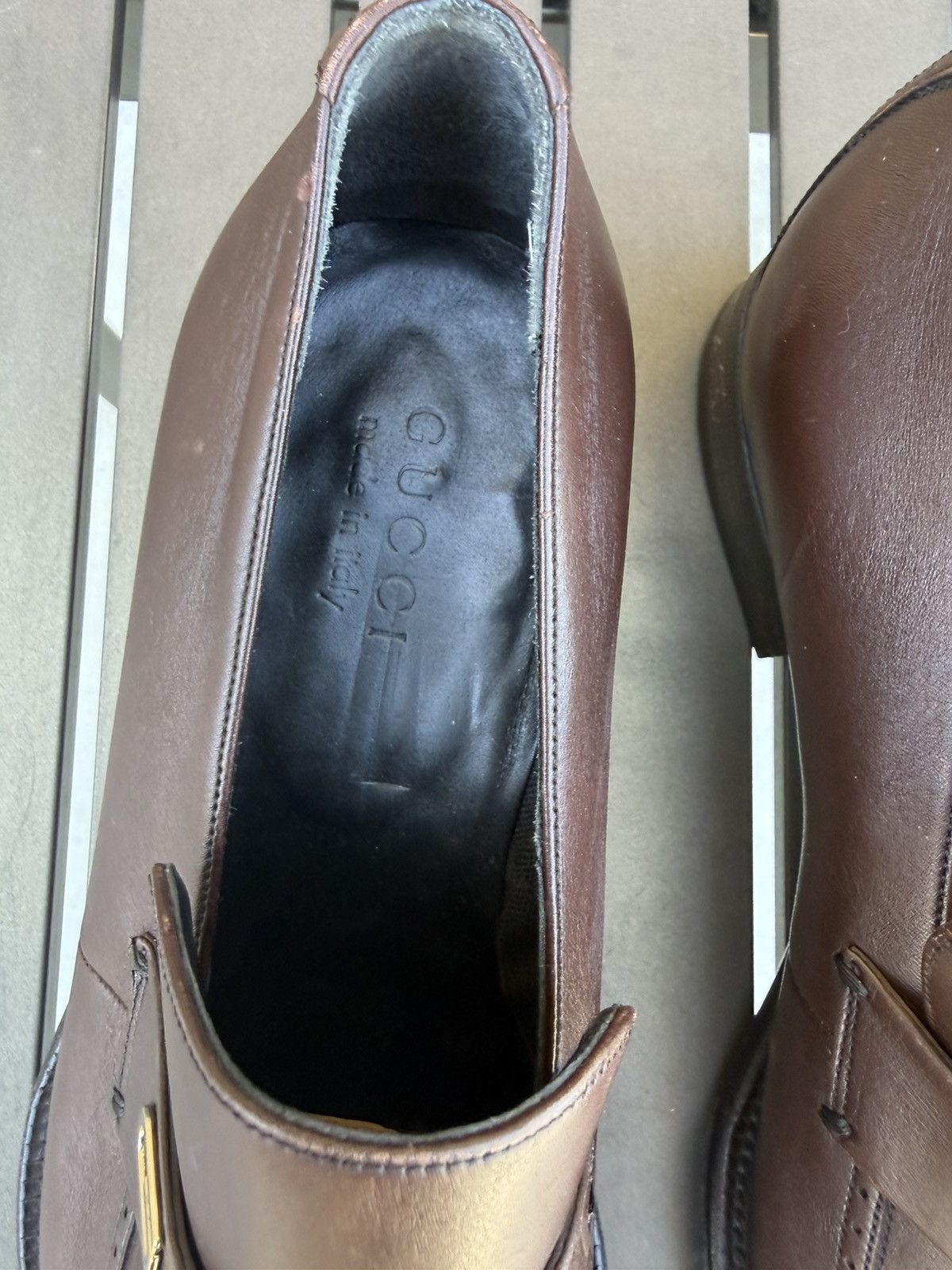 Gucci Gucci Brown Leather Wingtip Loafers Made in Italy Size 7.5 Size US 7.5 / EU 40-41 - 2 Thumbnail