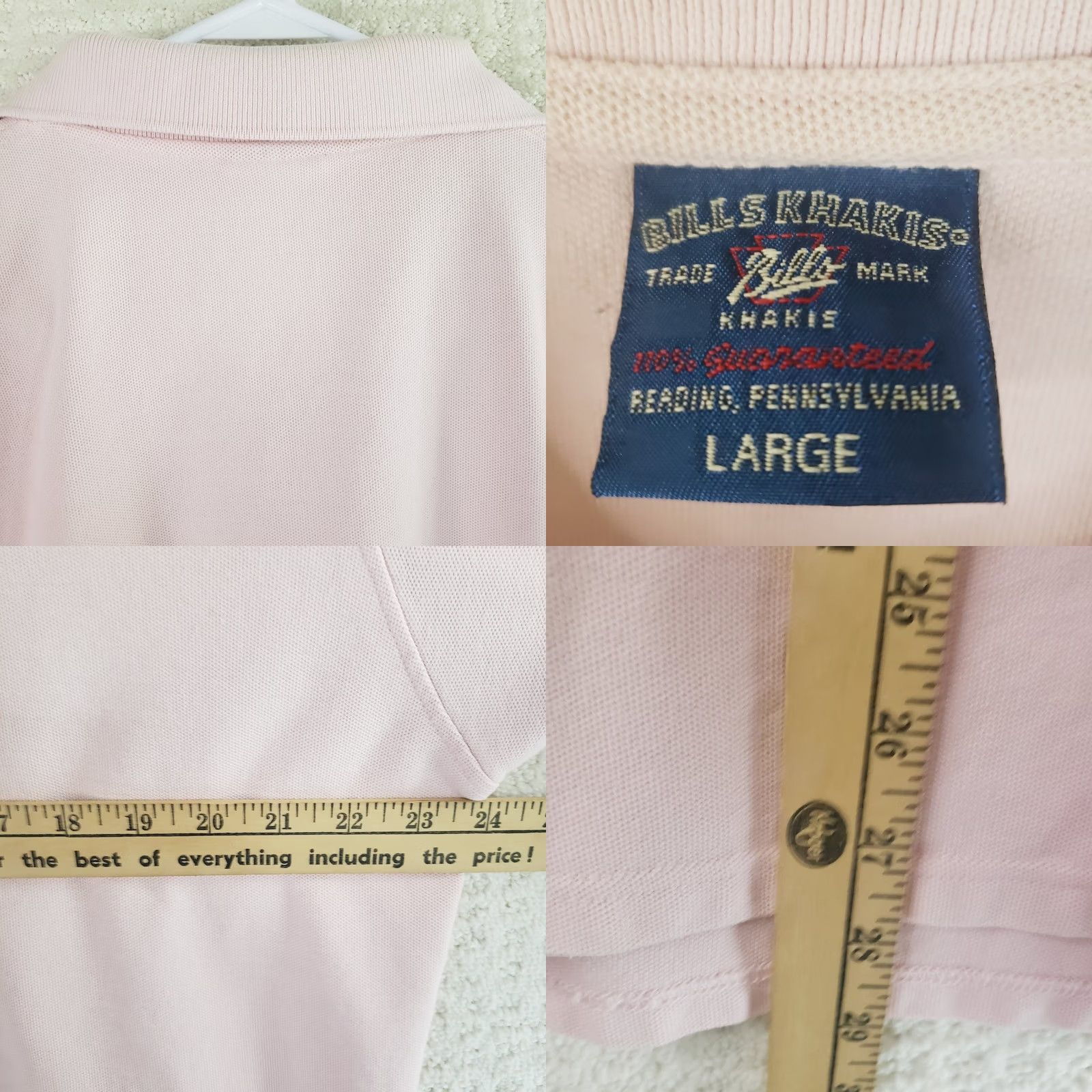 Bills Khakis Bill's Khakis Polo Shirt Mens Size L Pink Cotton Supima Pique Relaxed Fit Short Sleeve Button-Up Rugby Style Size US L / EU 52-54 / 3 - 8 Thumbnail
