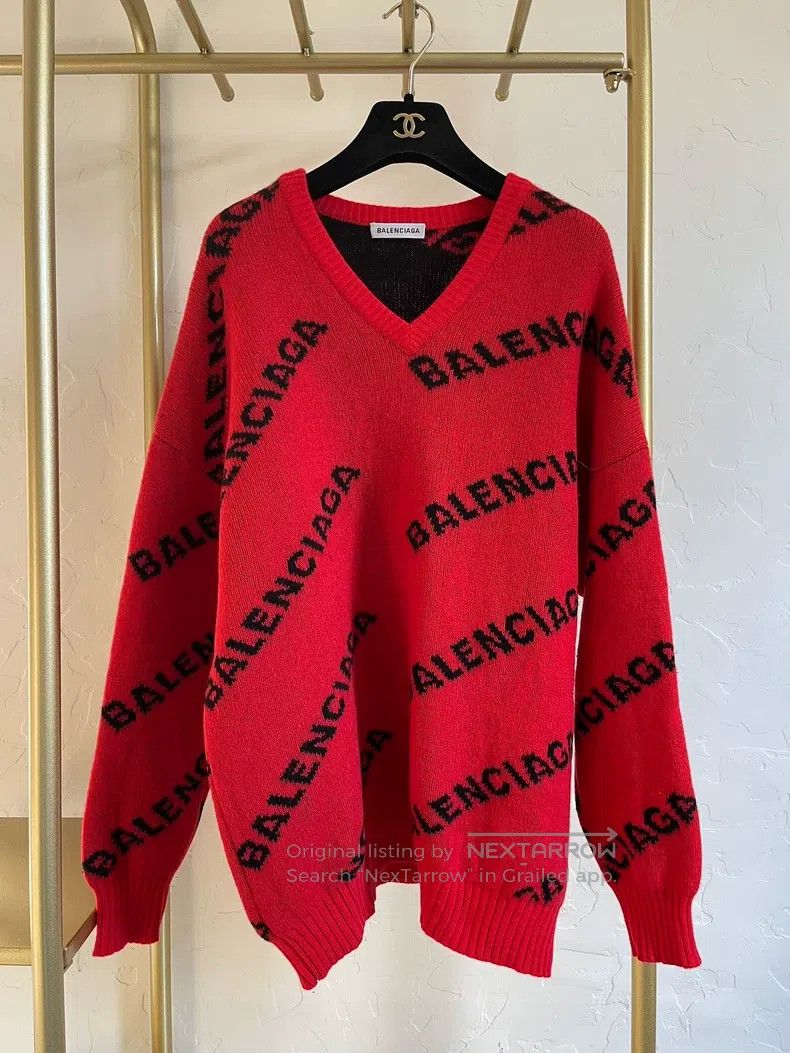 Balenciaga Red Logo Sweater