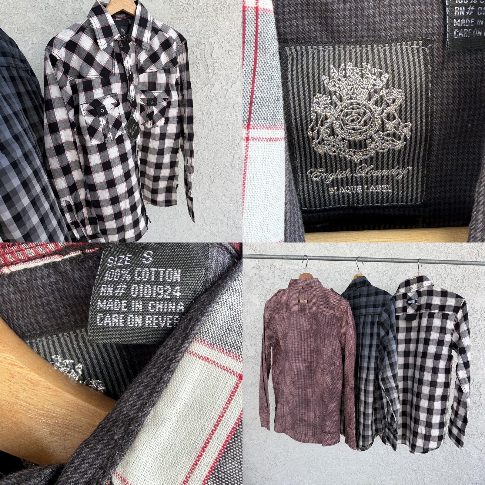 English Laundry VINTAGE? No. English Laundry Shirts Mens Small Lot Of 3 Plaid Long Sleeve Black Label Button Size US S / EU 44-46 / 1 - 8 Thumbnail