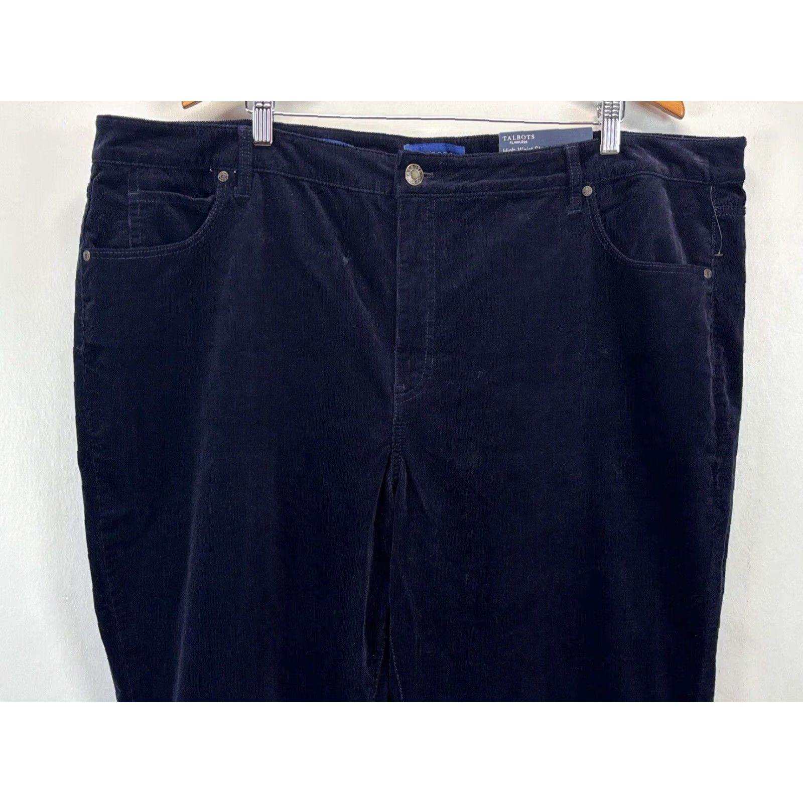 Talbots Talbots Navy Plus 24W High Waist Straight Leg Corduroy Pants Womens Sz 24W Corduroy Stretch Pockets Fall Winter Size 42" / US 20 - 2 Thumbnail