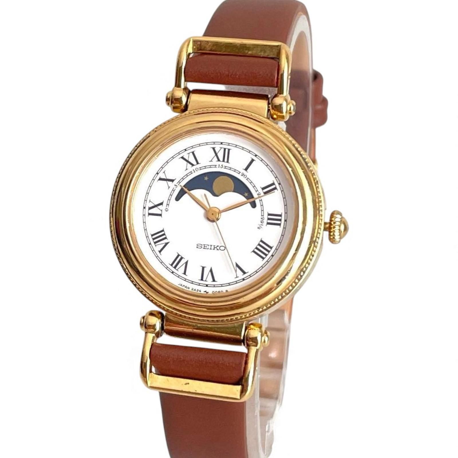Seiko Seiko - Rare Vintage Gold Moon Phase Watch Size ONE SIZE - 1 Thumbnail