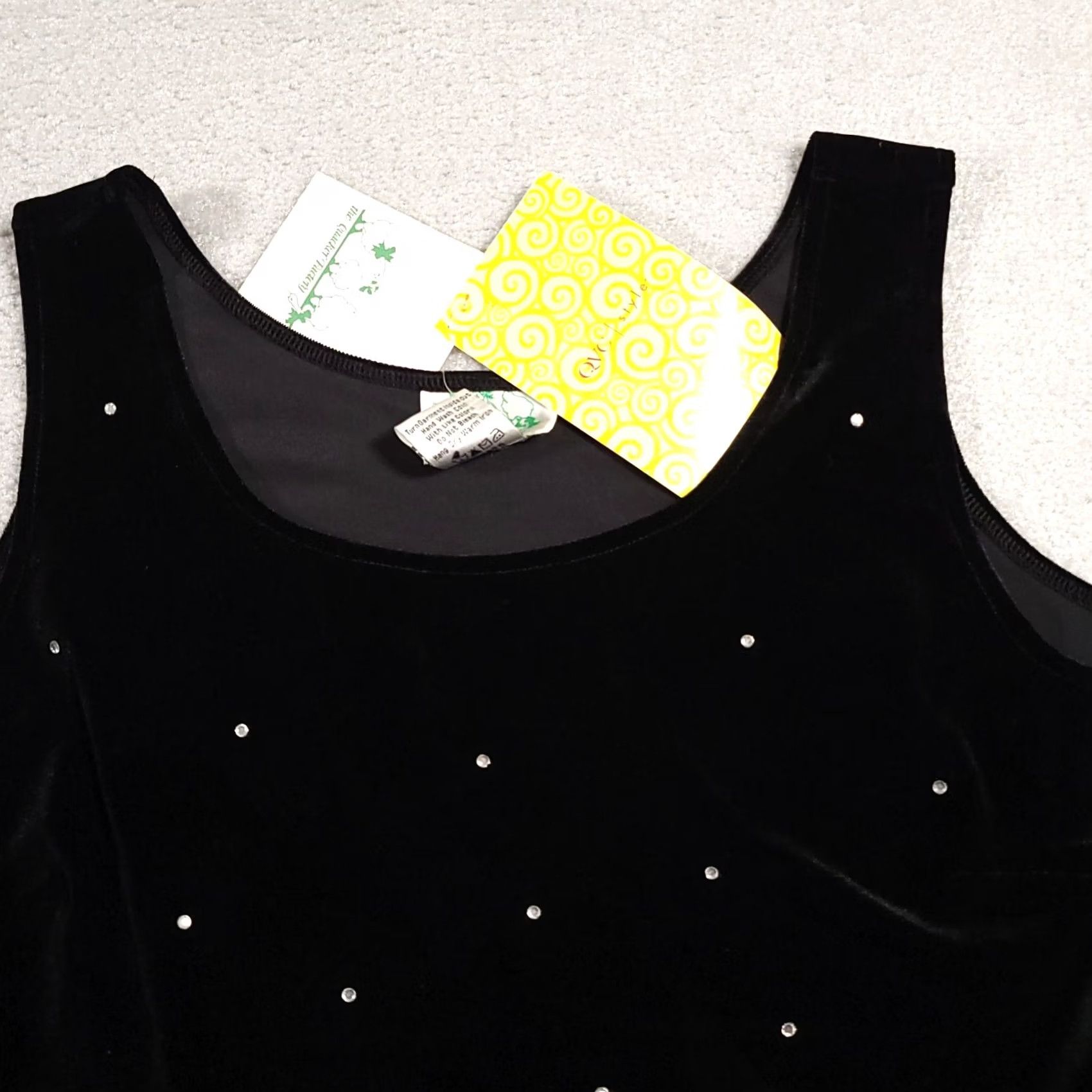 Quacker Factory VINTAGE Quacker Factory Velour Studded Shirt Womens Large Black Sleeveless Tank Size L / US 10 / IT 46 - 3 Thumbnail