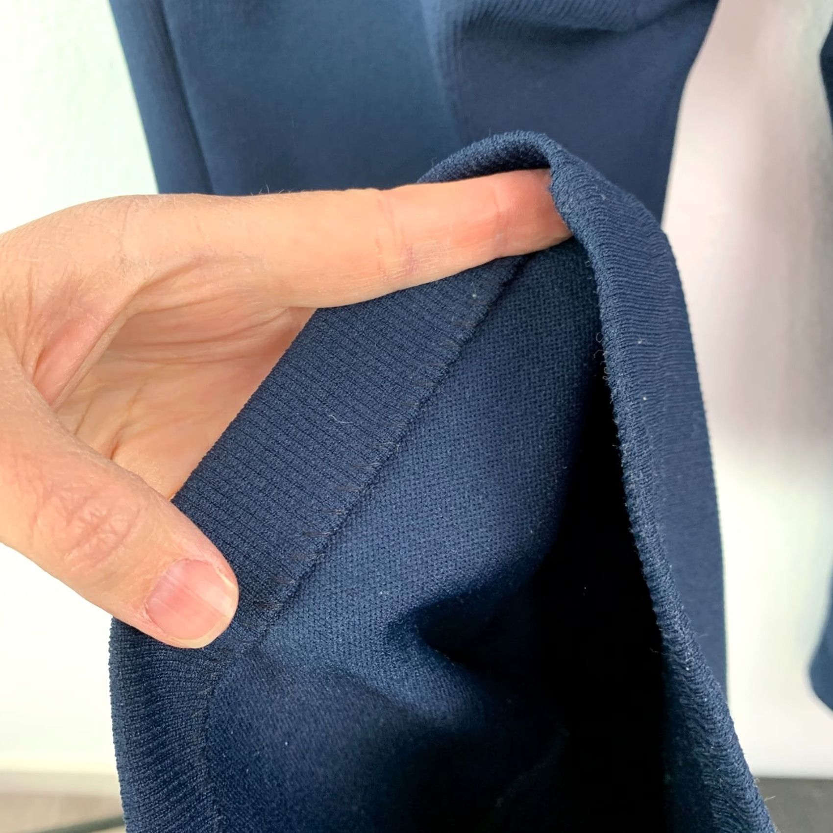 Vintage VINTAGE 1970s Blue Polyester Press Free Trousers Bootcut Rib Pants Mens 35 x 31 Size US 35 - 7 Thumbnail