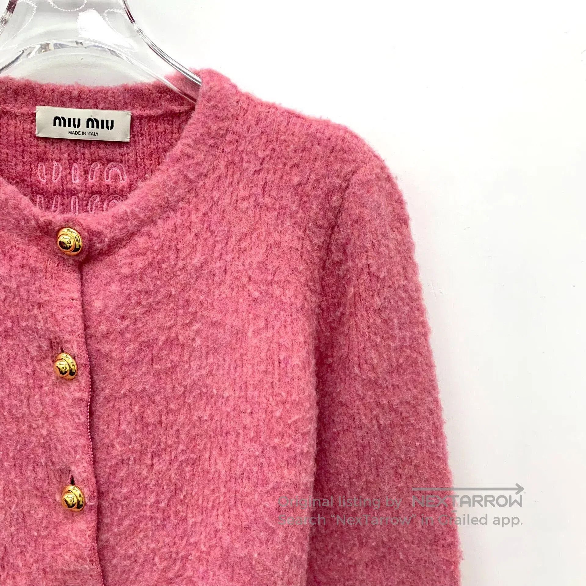 Miu Miu Miu Miu Pink Logo Knit Cardigan. Size M / US 6-8 / IT 42-44 - 3 Thumbnail