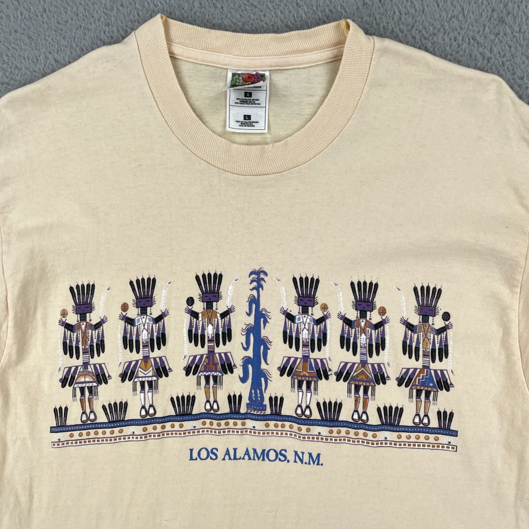 Fruit Of The Loom VINTAGE Fruit Of The Loom Shirt L Yellow Short Sleeve Crew Neck Mens USA 90s (Compiled from Original) Size US L / EU 52-54 / 3 - 5 Thumbnail
