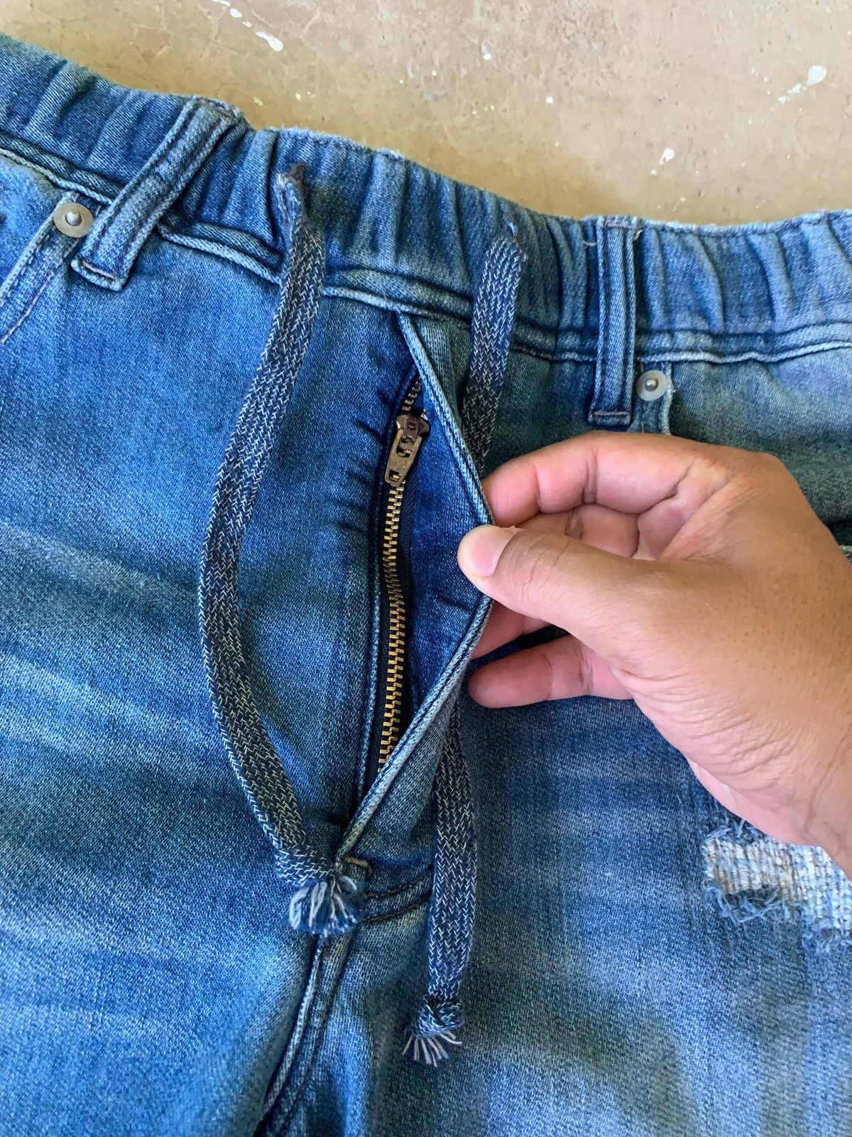 MOUSSY AZUL by Moussy Distressed Drawstring Denim Size US 28 / EU 44 - 7 Thumbnail