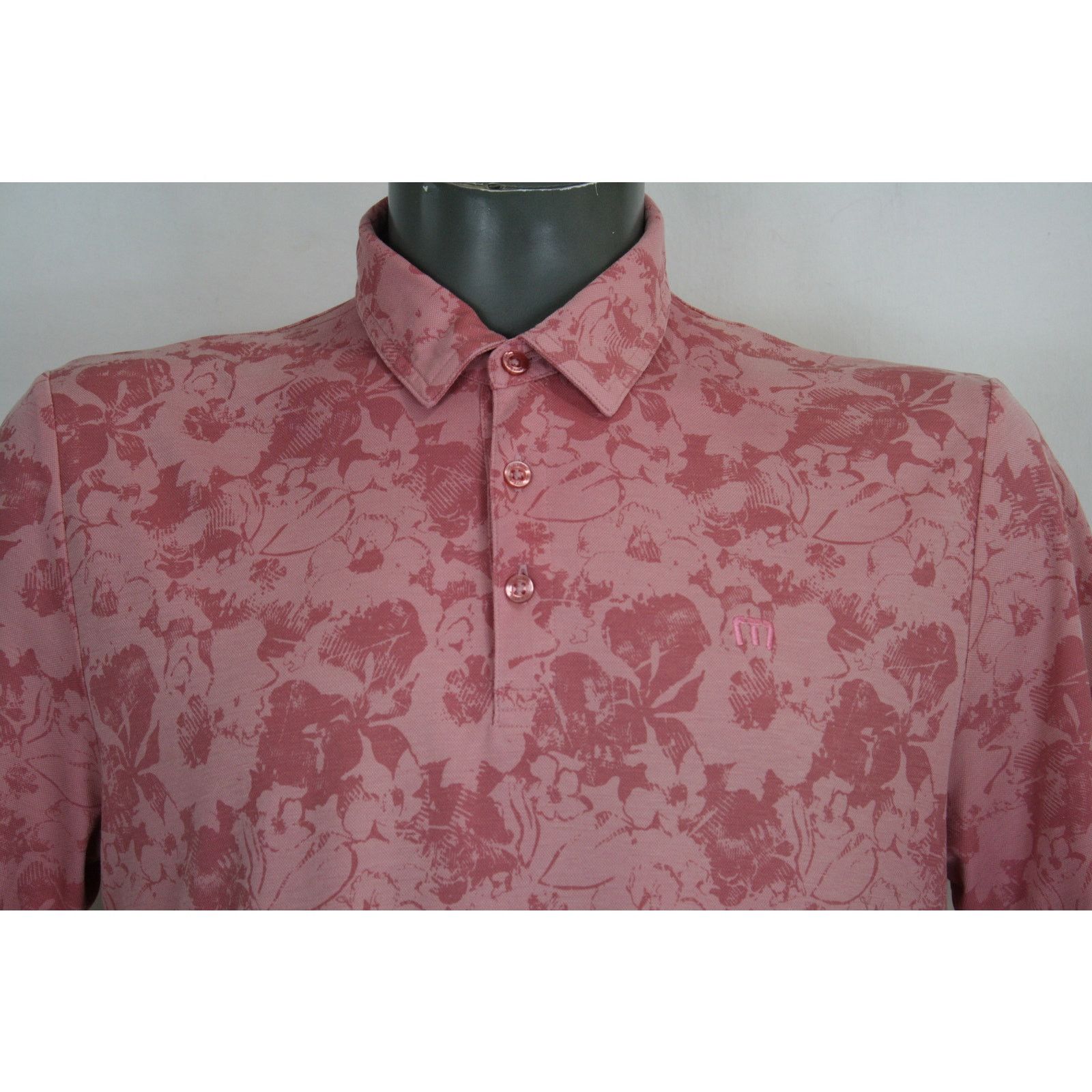 TravisMathew Travis Mathew Polo Large Pink Floral Performance Golf Shirt Size US L / EU 52-54 / 3 - 2 Thumbnail
