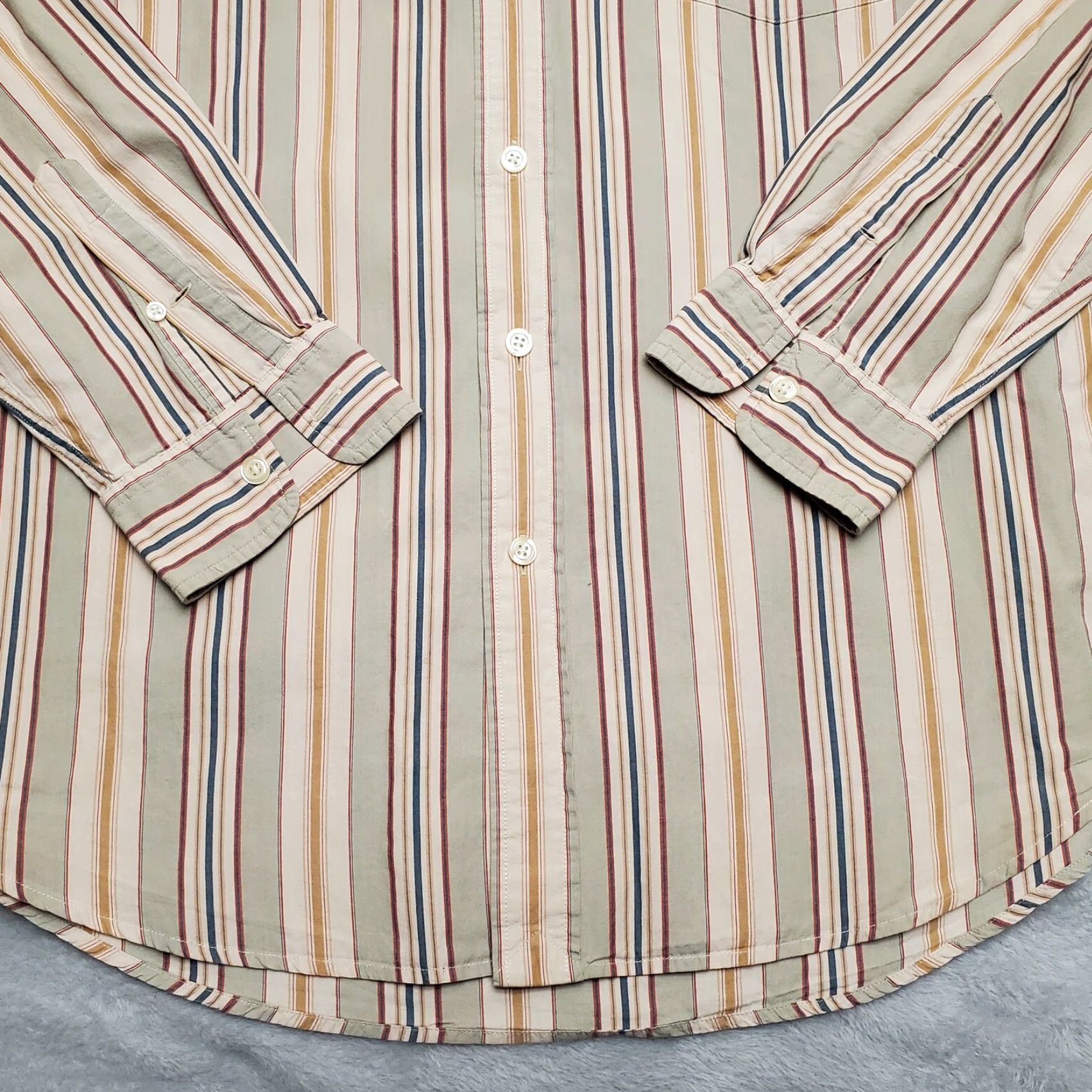 Lucky Brand Vintage Lucky Brand Mens Shirt XL Green Striped Long Sleeve Button-Down Shirt Size US XL / EU 56 / 4 - 4 Thumbnail