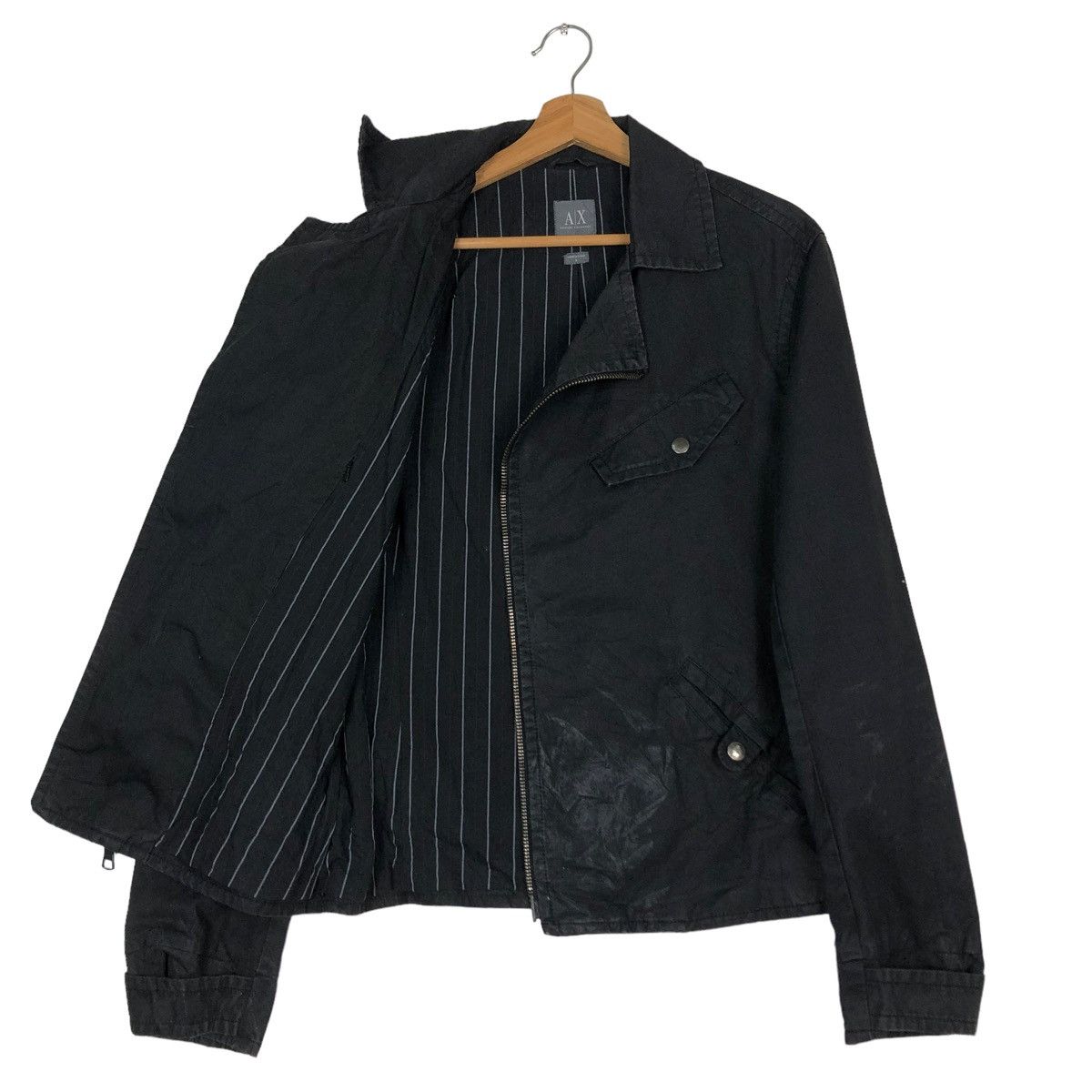 Armani Exchange 🔥CROPPED BIKER JACKET RACER STRIPED DESIGN ARMANI EXCHANGE Size US S / EU 44-46 / 1 - 9 Thumbnail