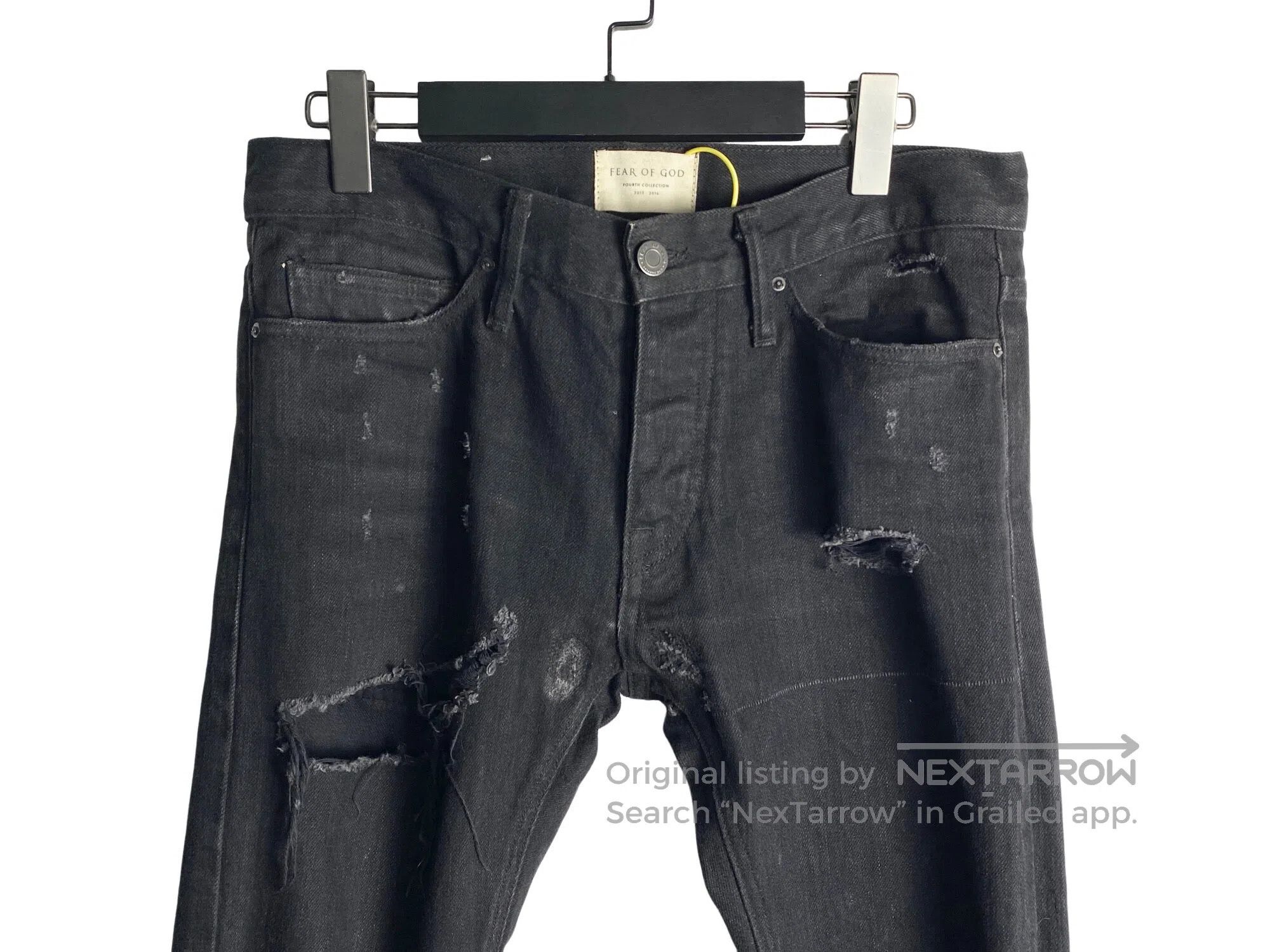 Fear of God FEAR OF GOD Destroyed Black Denim Pants Size US 29 - 3 Thumbnail