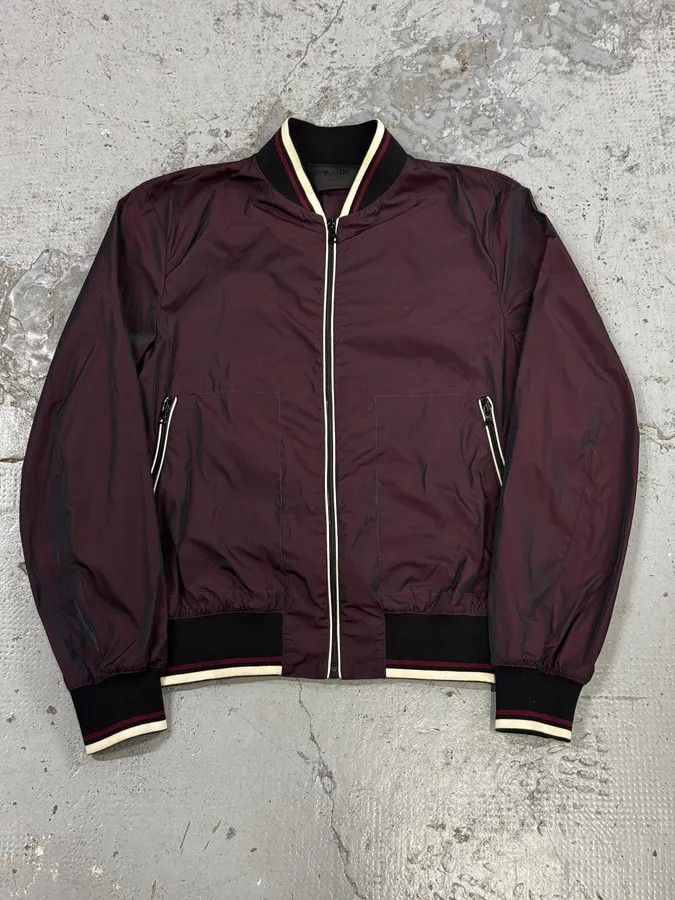 Prada 2010s Prada Bordeaux Nylon Bomber Jacket Size US S / EU 44-46 / 1 - 1 Thumbnail