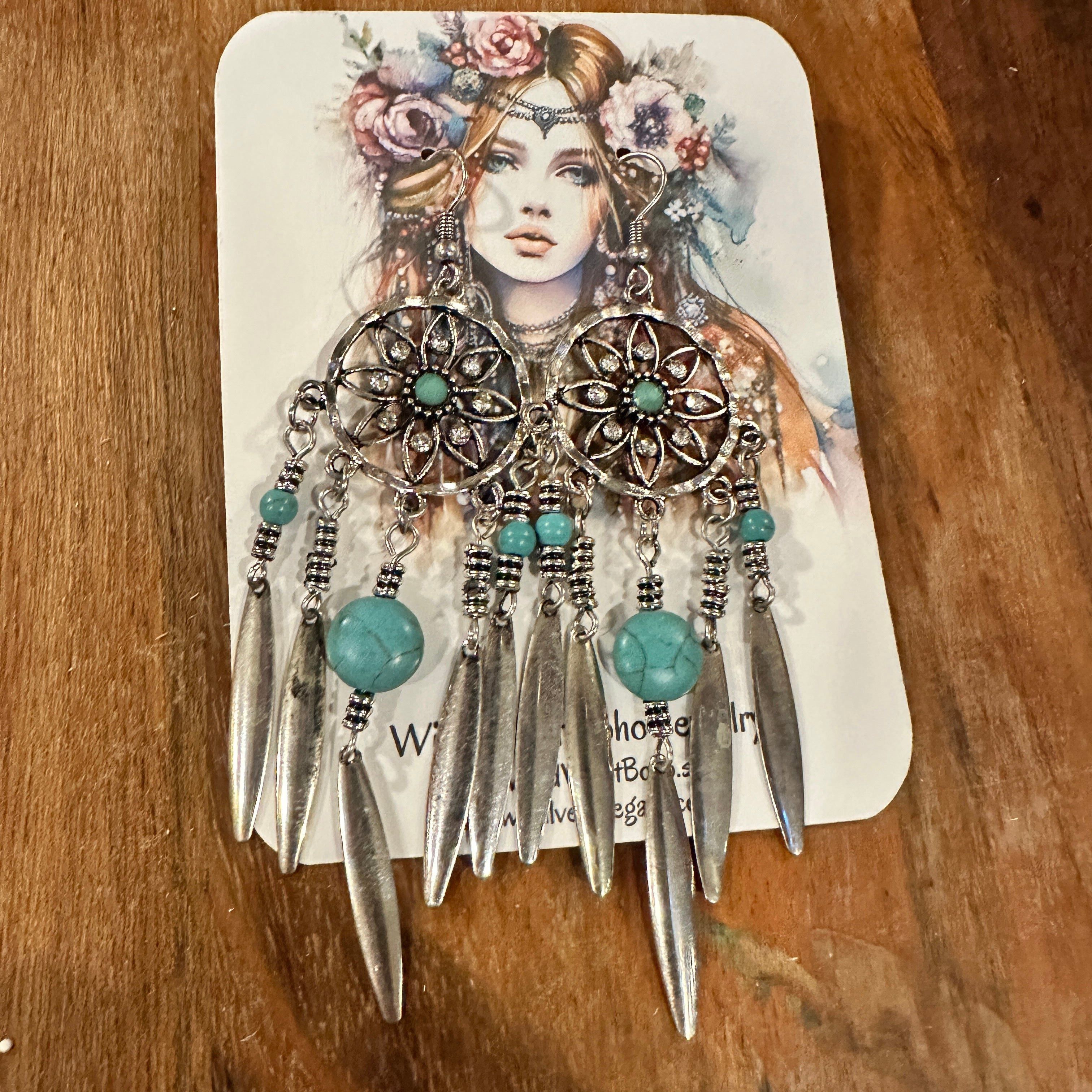 Other Bohemian Hippie Chic Dream Catcher Feather Drop Earrings | G Size ONE SIZE - 2 Thumbnail