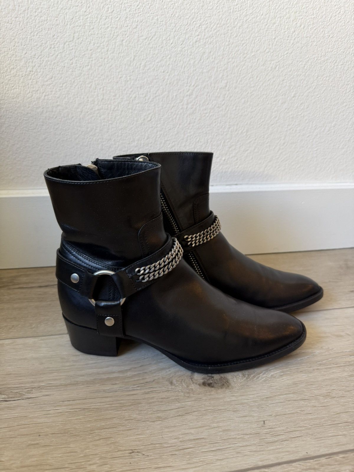 Saint Laurent Paris FW13 Leather Chain Harness Wyatt Boots 37.5 Size US 7.5 / IT 37.5 - 2 Thumbnail