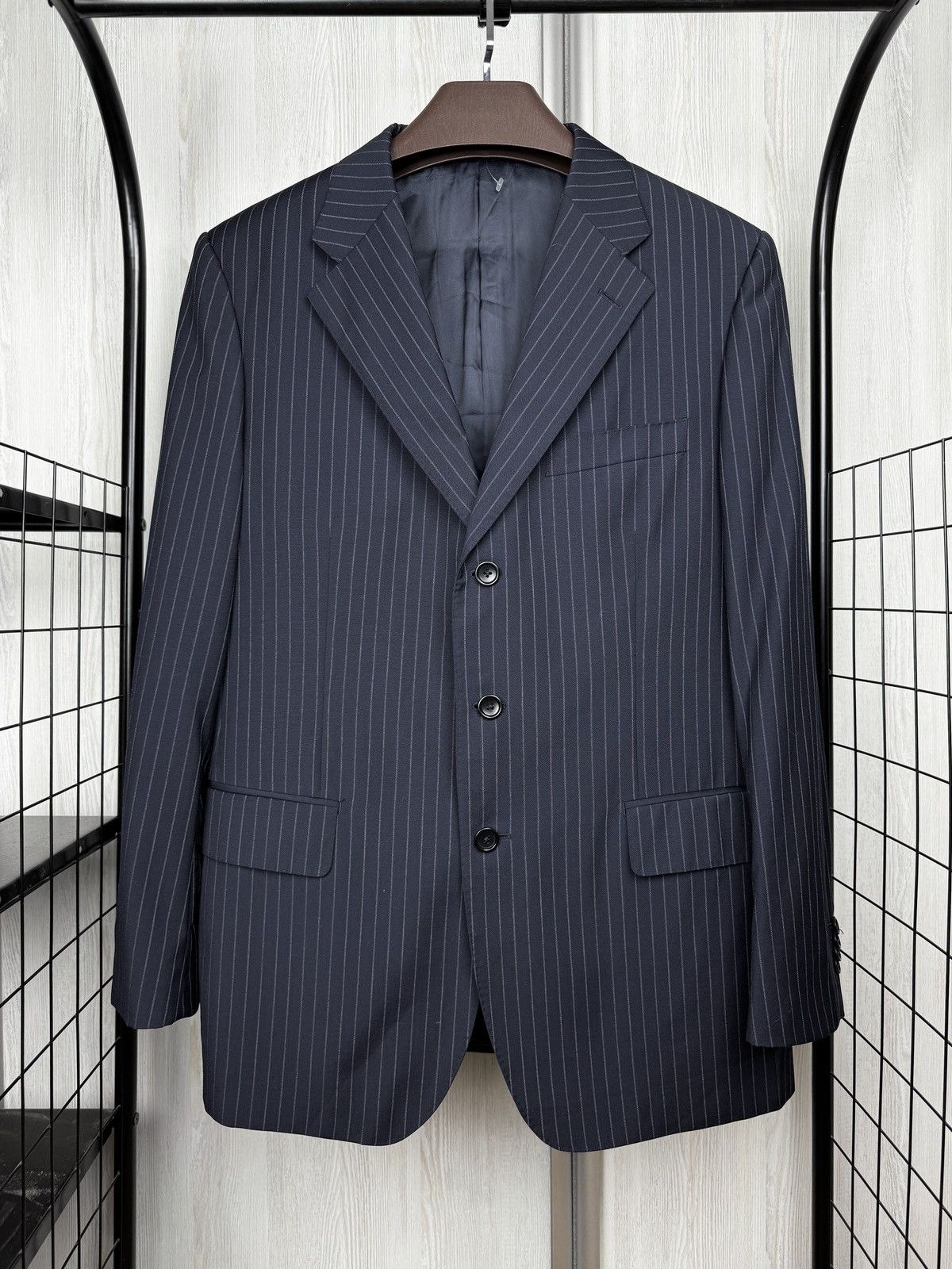 Boggi Boggi Milano blue pinstripe wool 2 button blazer suit jacket Size 42R - 2 Thumbnail