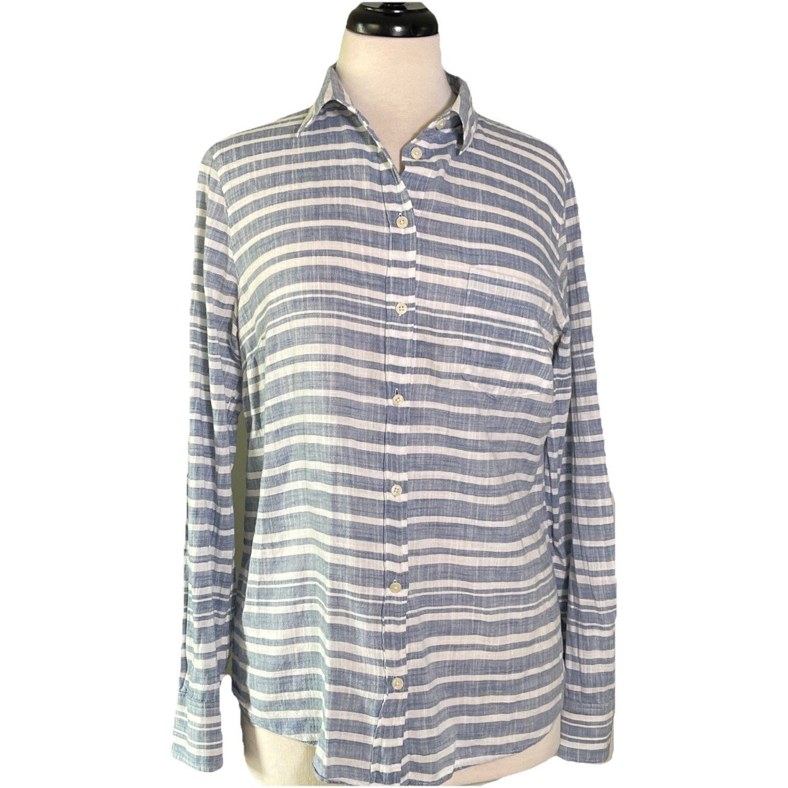 J.Crew J. Crew Blue & White Stripe L/S Button Down Shirt Size M Size M / US 6-8 / IT 42-44 - 1 Thumbnail