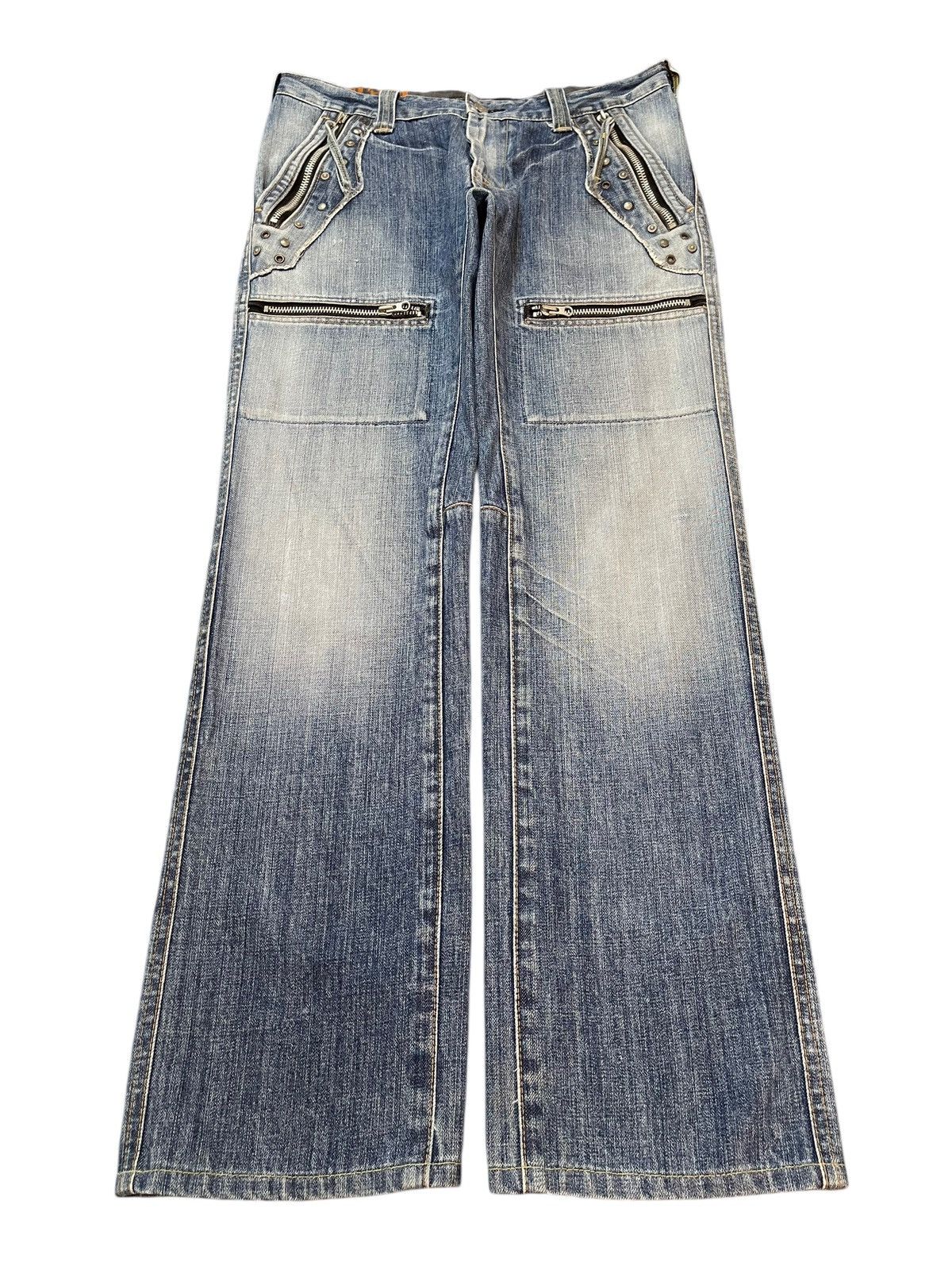 Hysteric Glamour Vintage Japanese Bartack Studded Zipper Avant Garde Jeans Size US 32 / EU 48 - 1 Thumbnail
