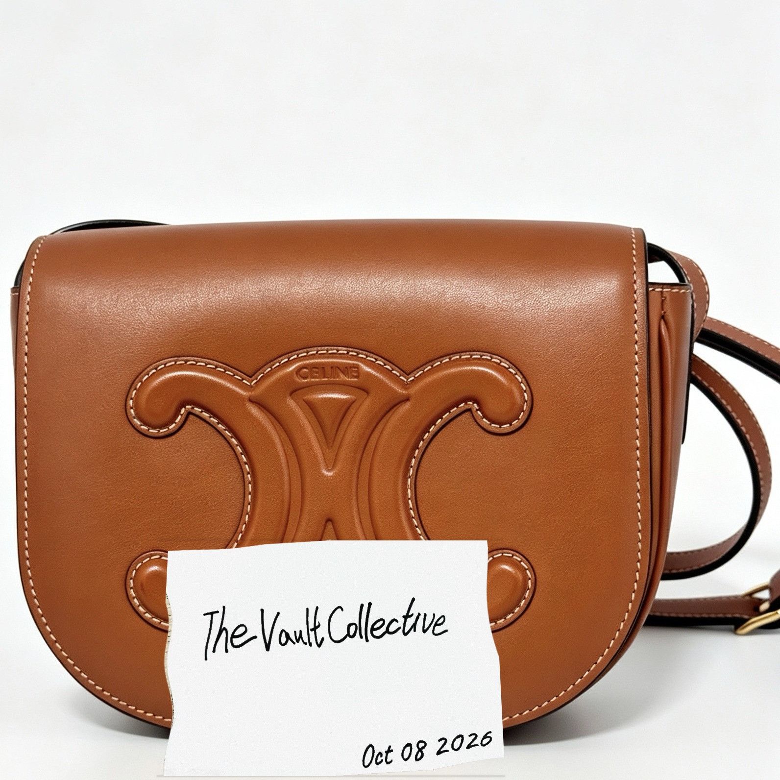 Celine CELINE FOLCO CUIR TRIOMPHE Small brown cowhide leather crossbody bag Size ONE SIZE - 1 Thumbnail