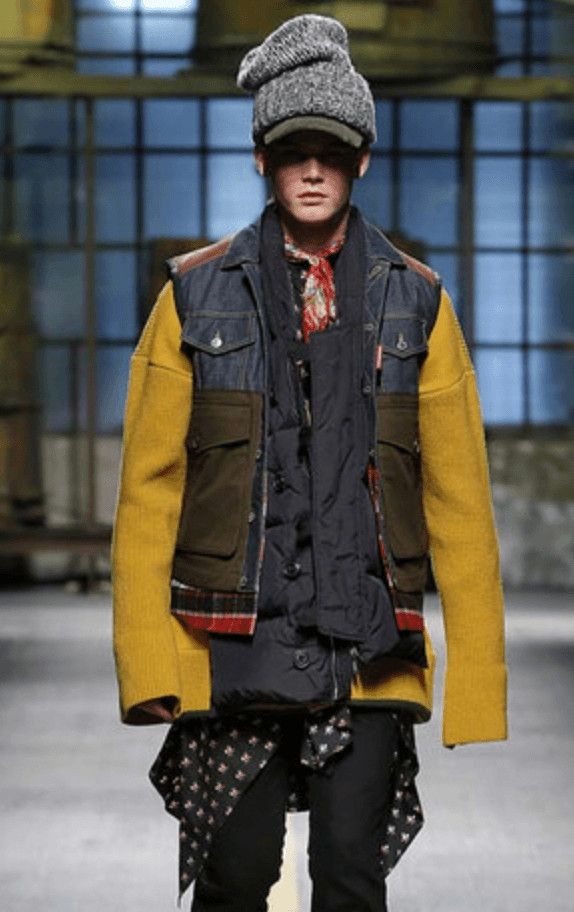 AW2017 DSquared2 Red Puffer Brut Military Denim Vest