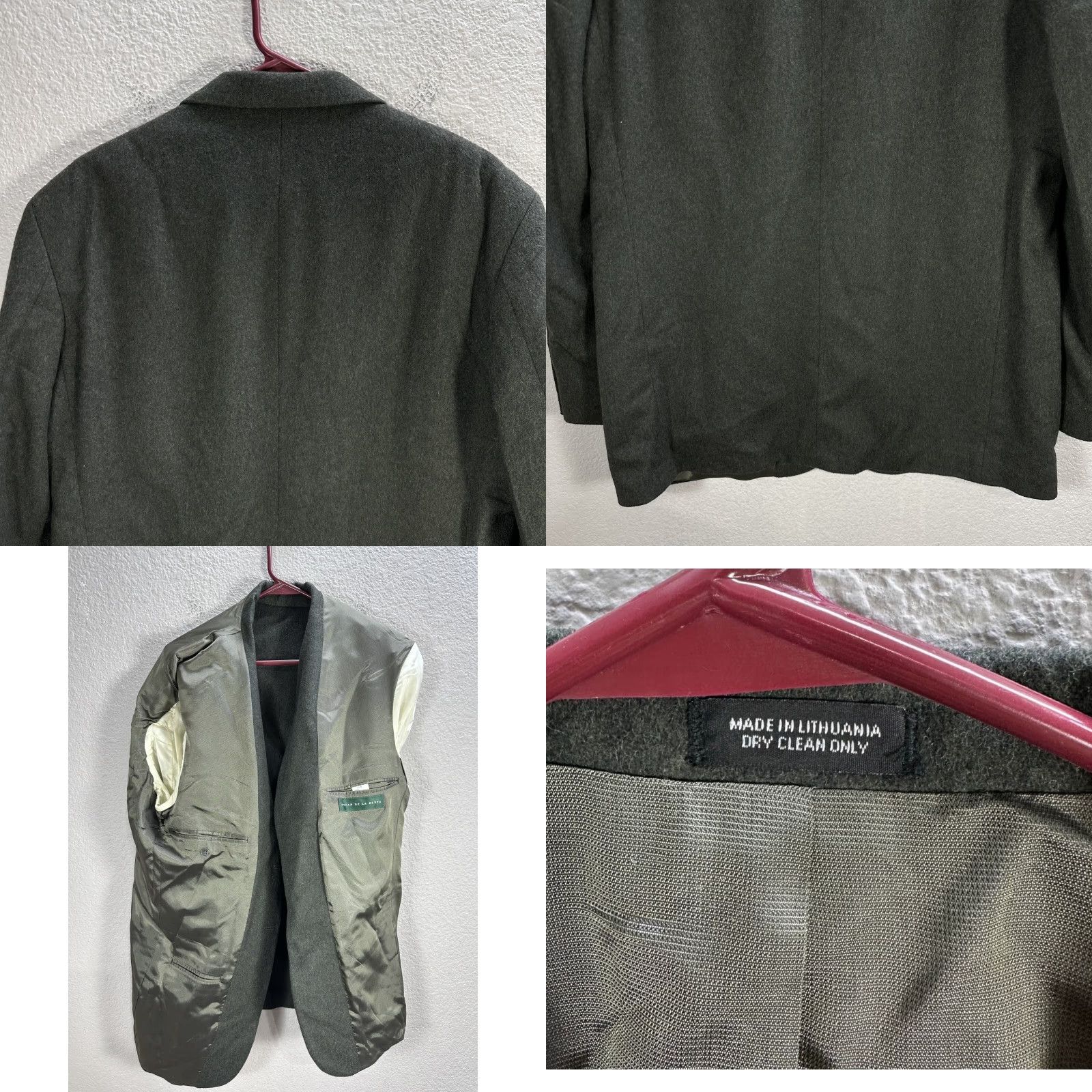 Oscar De La Renta VINTAGE Oscar de la Renta Blazer Jacket Mens Green 41R Single Breasted Cashmere Wool Nylon Three-Button Wool Blazer Mens Size 42R - 8 Thumbnail