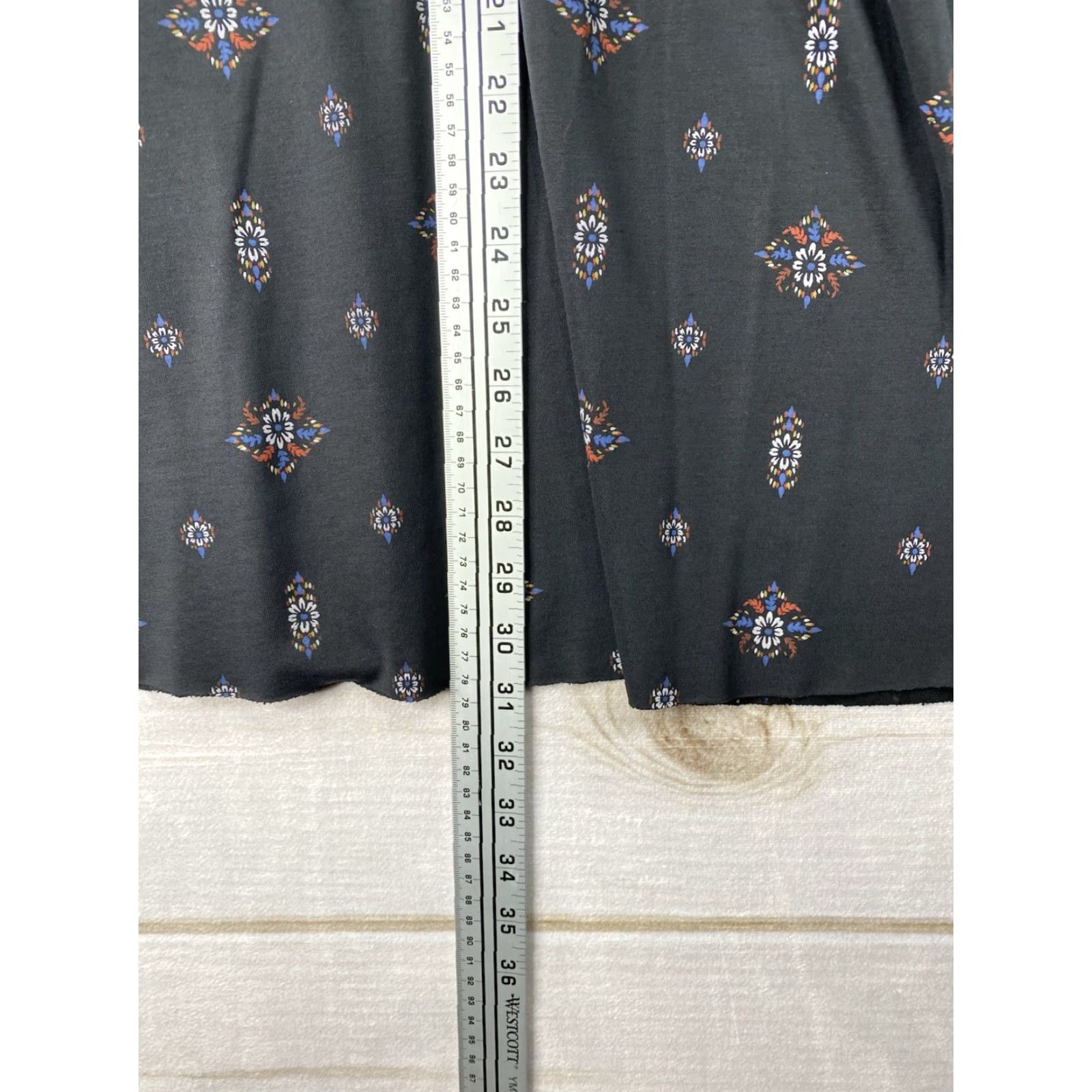 Vintage Mudd Dress Womens XL Black Boho Print Mini Raw Hems Faux Wrap Casual Soft Modal Dress Size XL / US 12-14 / IT 48-50 - 6 Thumbnail
