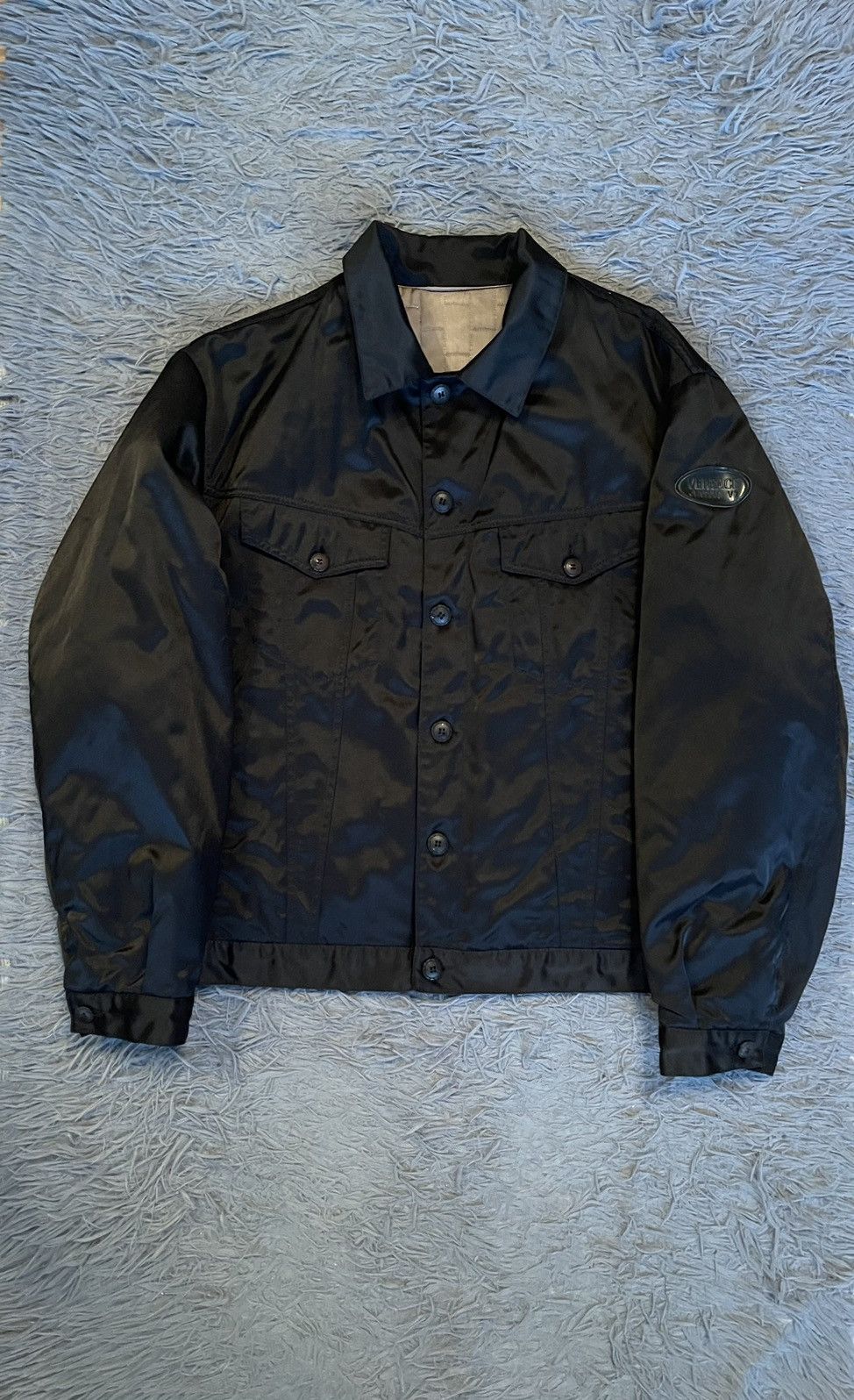 image of Gianni Versace x Versace Classic V2 Vintage 90's Nylon Trucker Jacket in Black, Men's (Size XL)