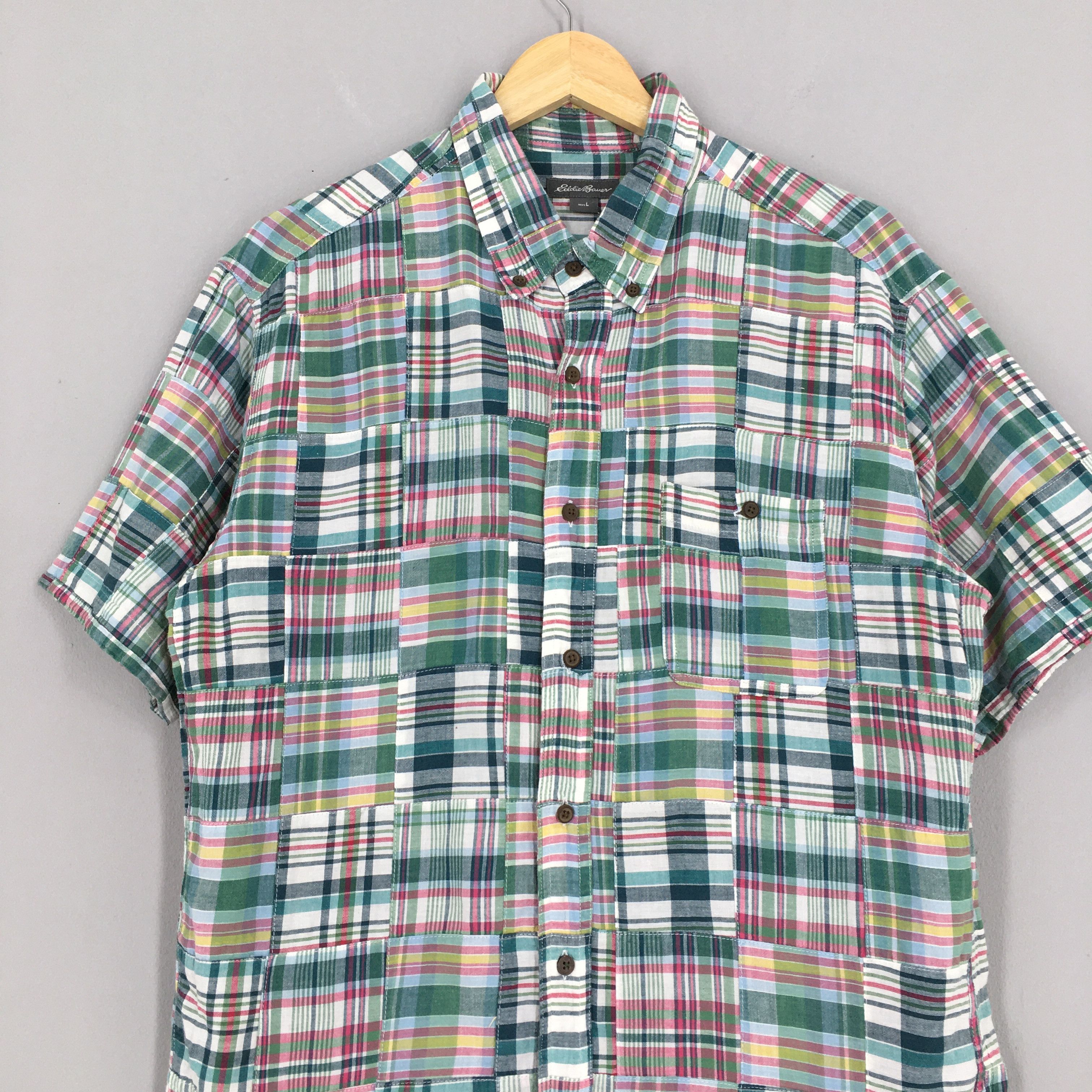 Eddie Bauer × Vintage Eddie Bauer Tartan Patchwork Boro Checkered Shirt Large Size US L / EU 52-54 / 3 - 2 Thumbnail