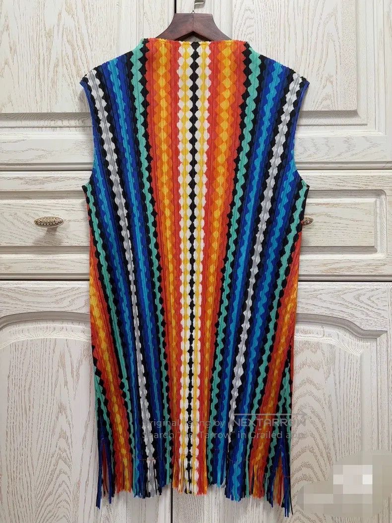Issey Miyake Issey Miyake Color-Striped Mock Neck Sleeveless Long Top Size L / US 10 / IT 46 - 1 Thumbnail