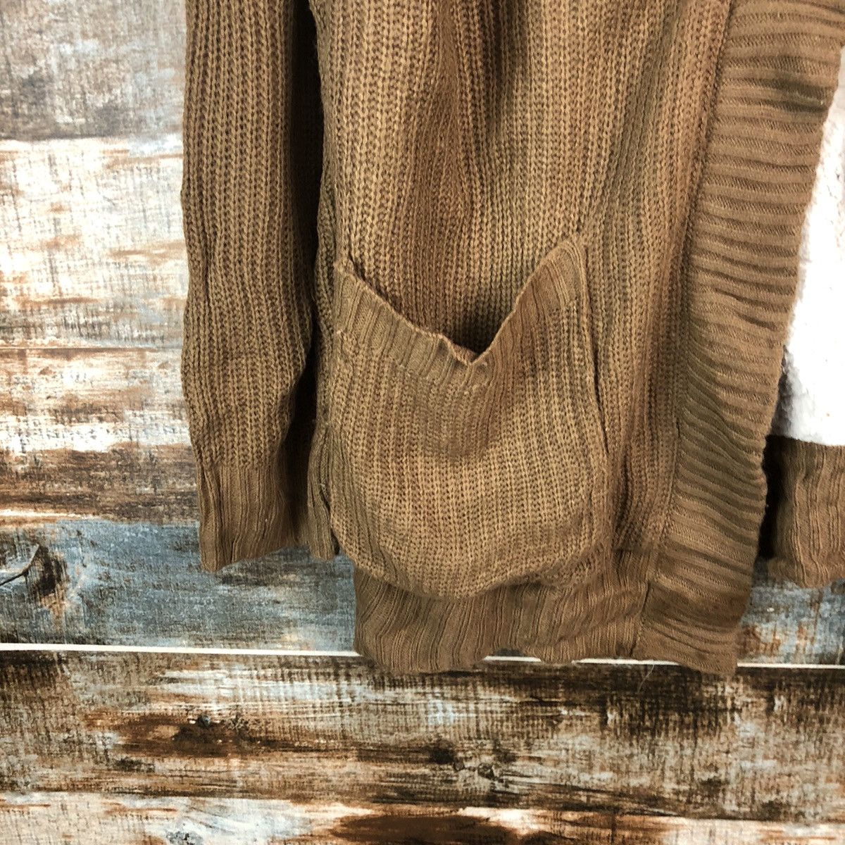 Homespun Knitwear Sugar Spoon Brown vintage japan Cardigan Hoodie #A2352 Size US L / EU 52-54 / 3 - 7 Thumbnail