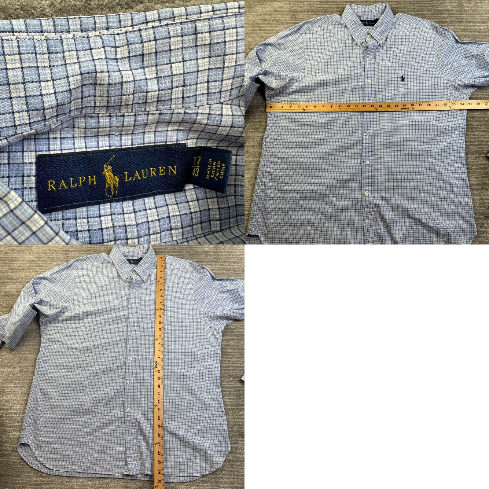 Ralph Lauren Ralph Lauren Shirt Mens 17 43 Blue Check Button-Up Pony Long Sleeve Casual Business Size US XL / EU 56 / 4 - 8 Thumbnail