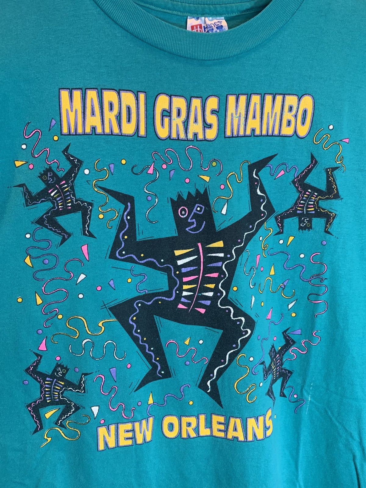 Vintage *RARE* Vintage 90’s Mardi Gras Mambo New Orleans Art T-Shirt Size US XL / EU 56 / 4 - 2 Thumbnail