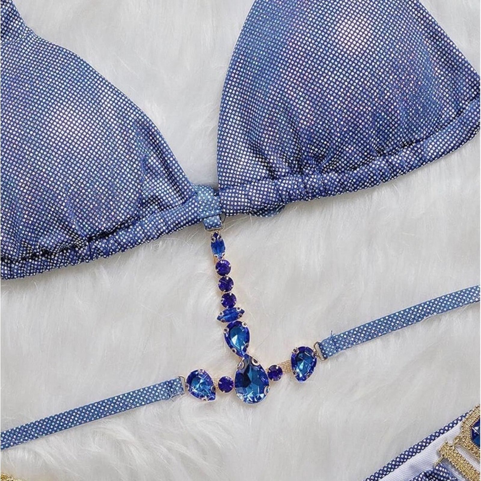 Other New Y2K Blue Swimsuit Bikini Swimwear 2 piece Set size S Size ONE SIZE - 4 Thumbnail