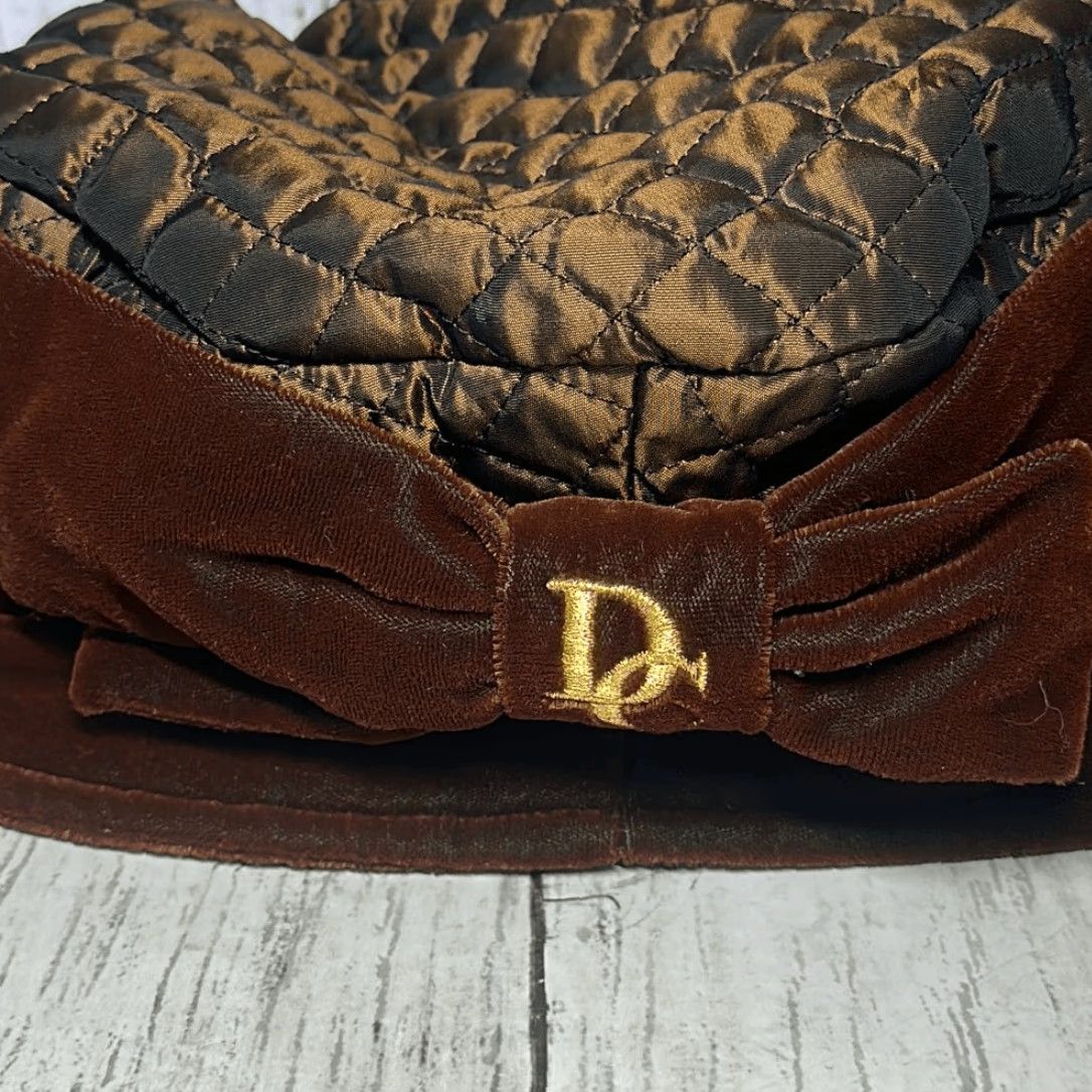 Vintage VINTAGE Diahann Carol Brown Quilted Velvet Hat Bucket Hat One Size Women Purple Brown Scala Size ONE SIZE - 2 Thumbnail