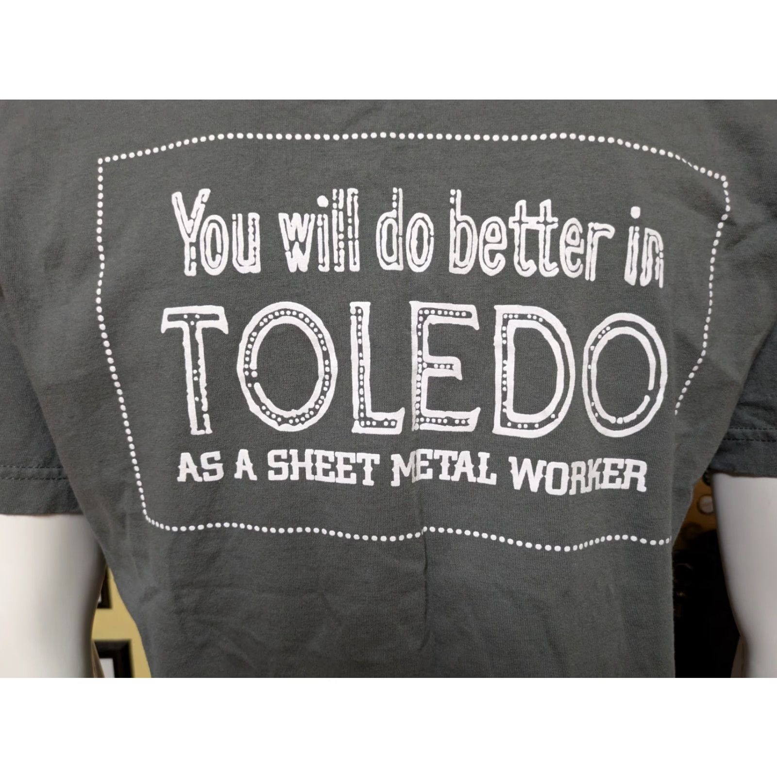 Vintage SMART Sheet Metal Workers Union Local 33 Toledo OH T Shirt Large Bayside Cotton Gray Crew Neck Short Sleeve Men Graphic Tee Size US L / EU 52-54 / 3 - 4 Thumbnail