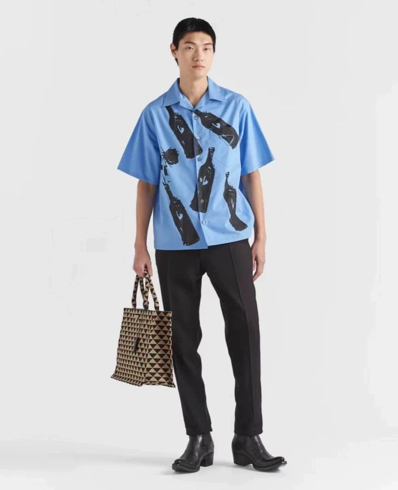 Prada Prada 22ss runway gummed wine and rose Cuban collar shirt Size US L / EU 52-54 / 3 - 7 Thumbnail