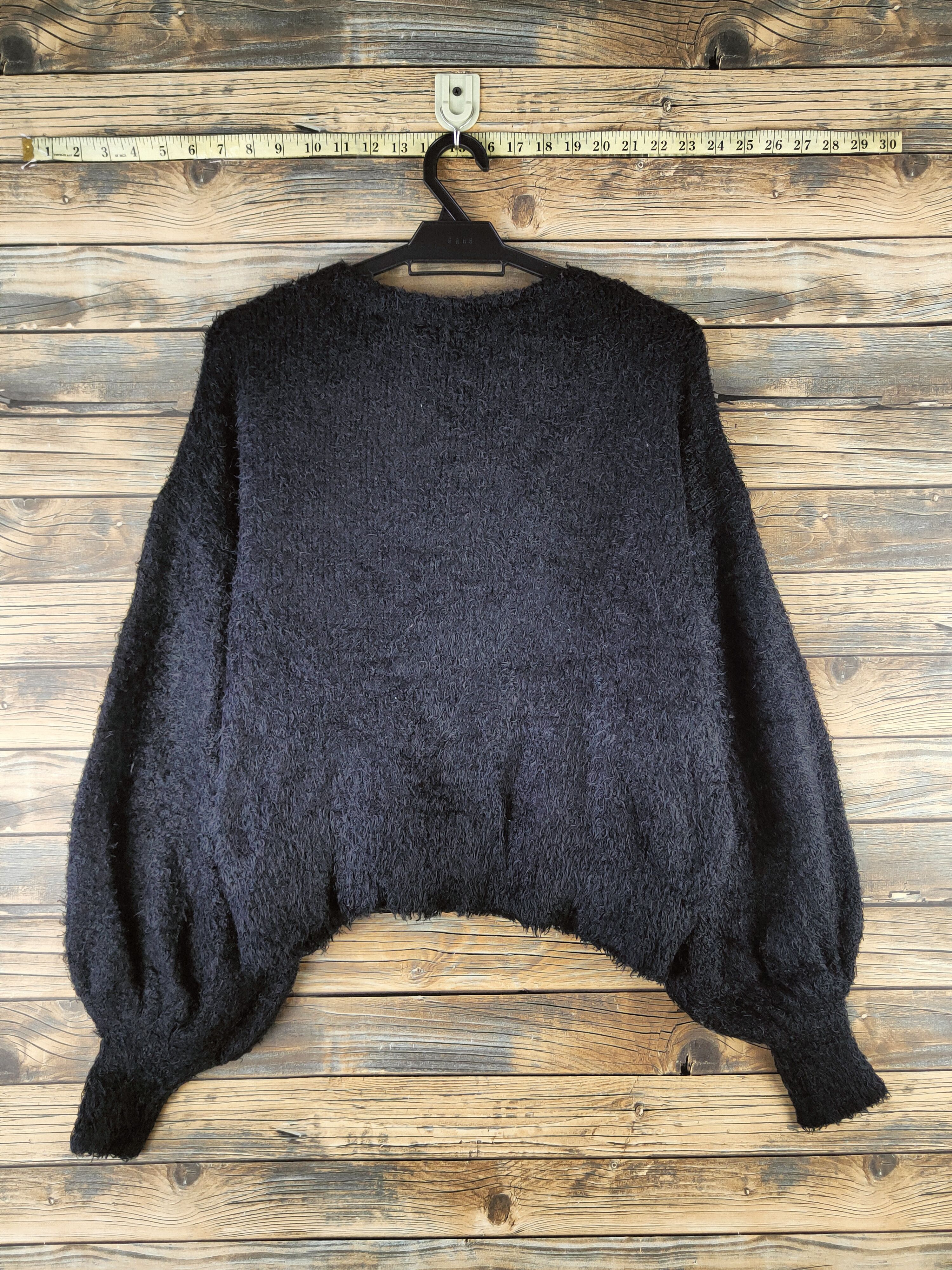 GU DL GU Black Fur Mohair shaggy Knitwear #46-996 Size L / US 10 / IT 46 - 7 Thumbnail