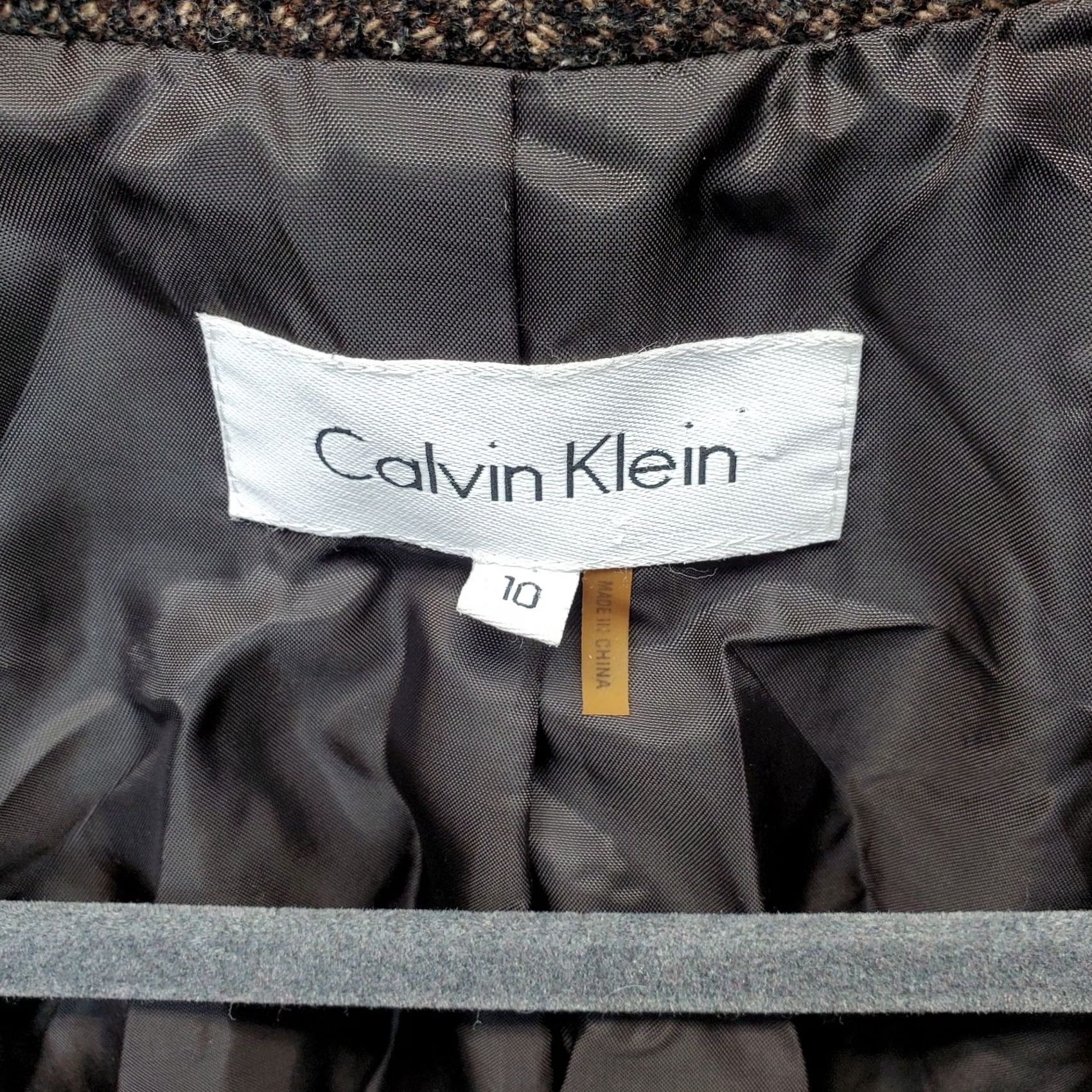 Calvin Klein Calvin Klein Blazer Jacket Womens Size 10 Brown Tweed Wool Textured Double Breasted Blazer Size L / US 10 / IT 46 - 7 Thumbnail