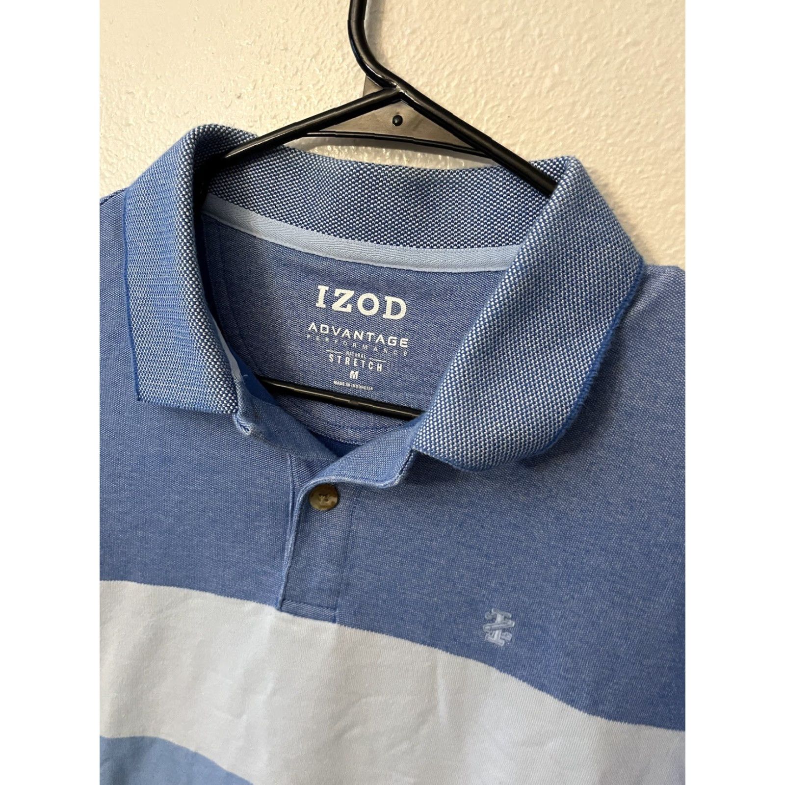 Izod Izod Advantage Performance Stretch Polo Mens Medium Blue White Striped Size US M / EU 48-50 / 2 - 2 Thumbnail