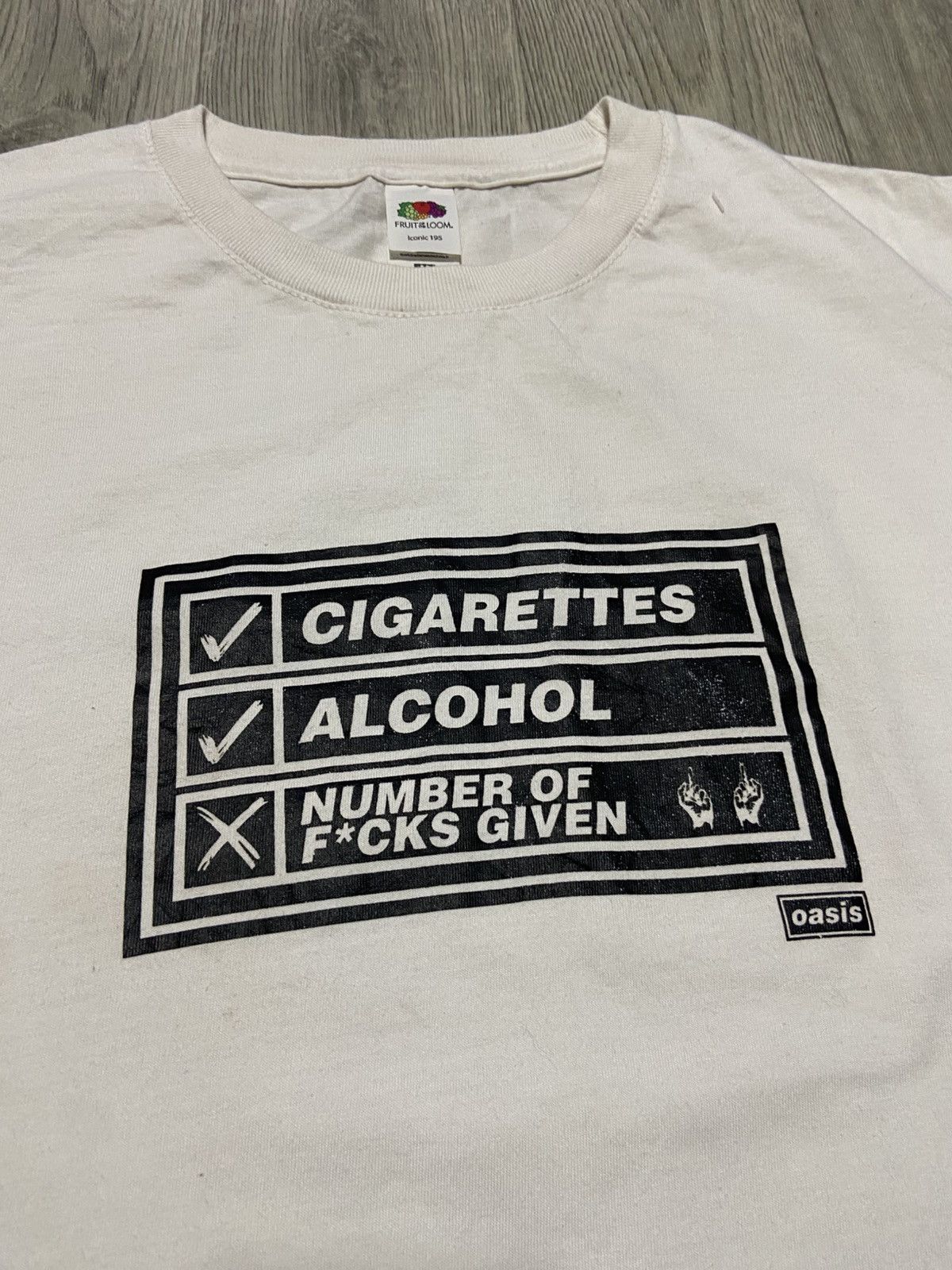 Band Tees Vintage Oasis Cigarettes Alcohol Number Of F*cks Given Shirt Size US M / EU 48-50 / 2 - 2 Thumbnail