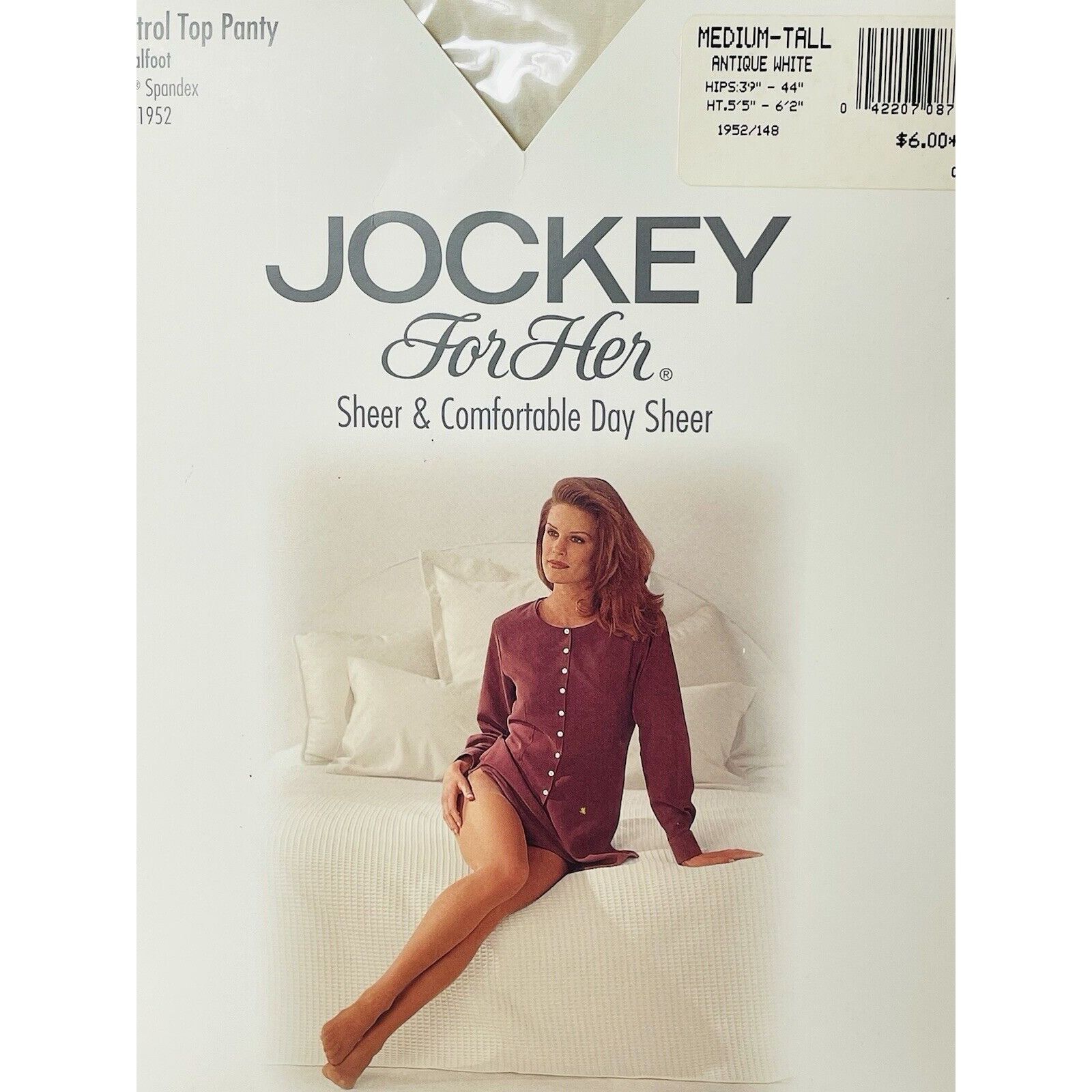 Jockey Antique White Jockey Control Top Pantyhose Nylons Sandalfoot Size ONE SIZE - 1 Thumbnail