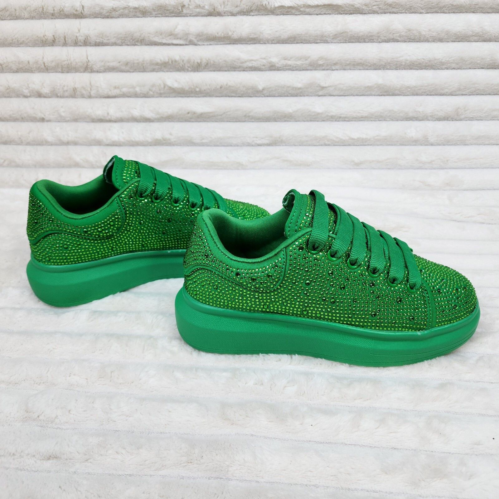 Other Cush Baby Green Rhinestone Sneakers Tennis Shoes (US Shoe Si Size US 5 / IT 35 - 3 Thumbnail