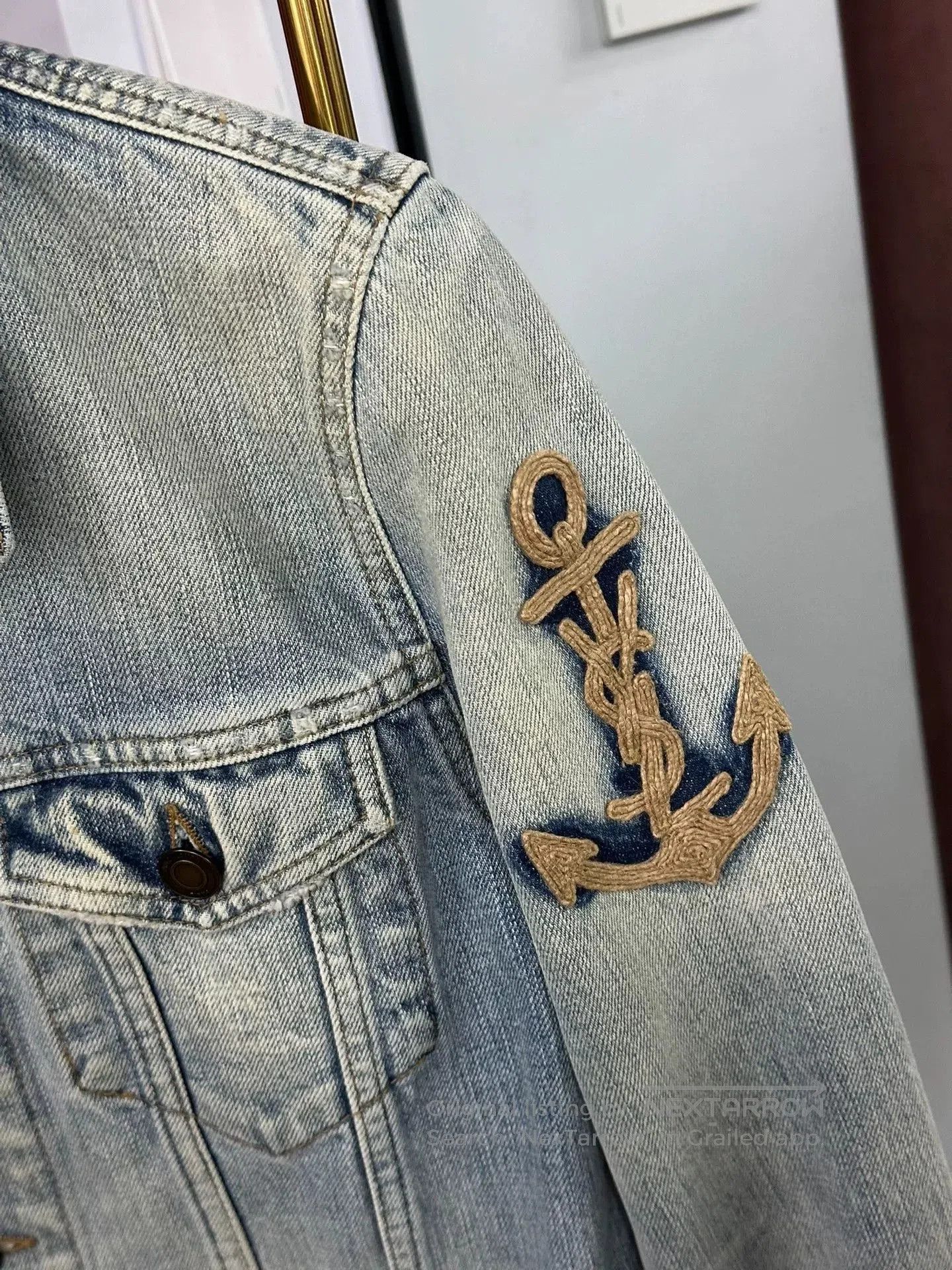 Saint Laurent Paris Saint Laurent Blue Denim Jacket w/Anchor. Size M / US 6-8 / IT 42-44 - 2 Thumbnail