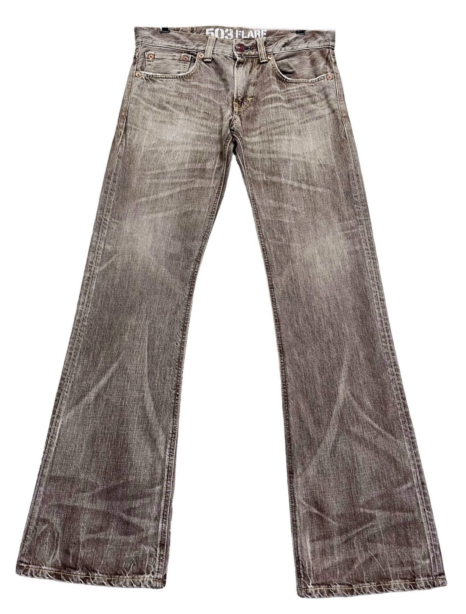 Edwin FYE🔥Vtg EDWIN 503 FLARE Retro Punk Rare Brown Denim Pants Size US 31 - 2 Thumbnail