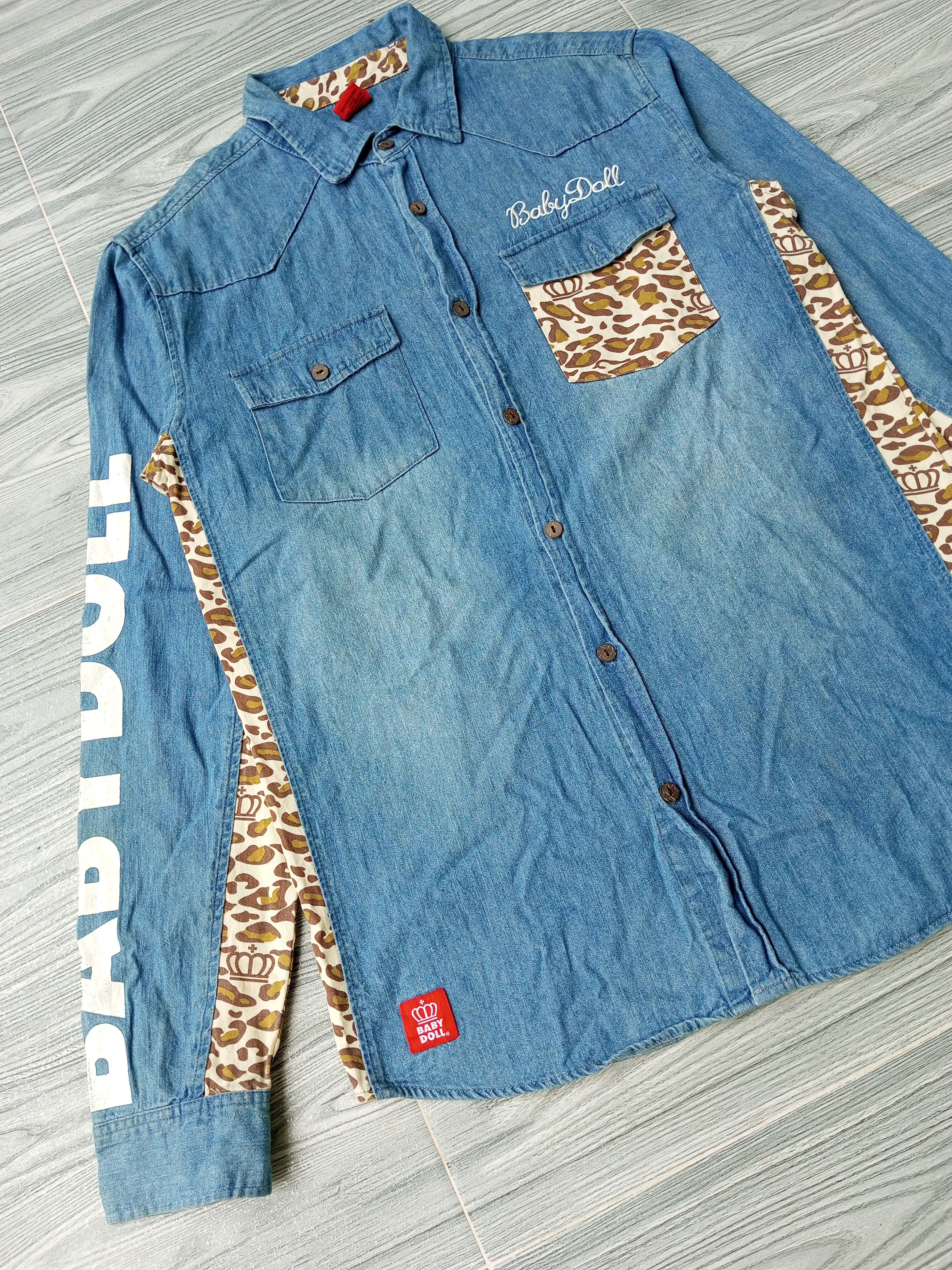 Japanese Brand 💥CRAZY💥 BABY DOLL DENIM + CAMO LONG SLEEVE BAPE STYLE Size US L / EU 52-54 / 3 - 3 Thumbnail
