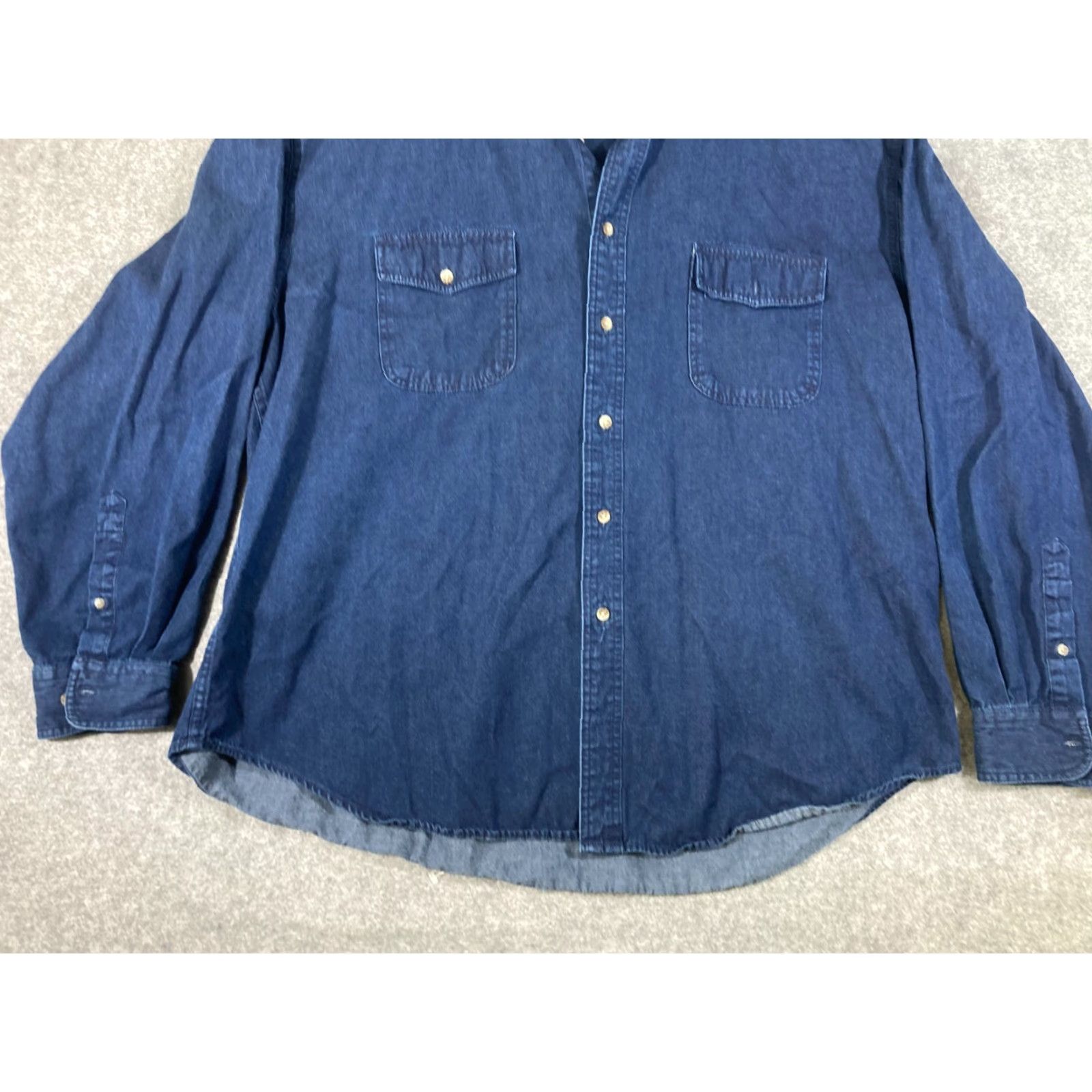 Croft & Barrow Croft & Barrow Button Down Shirt Mens 2XL Indigo Denim Western Long Sleeve Pockets Size US XXL / EU 58 / 5 - 4 Thumbnail