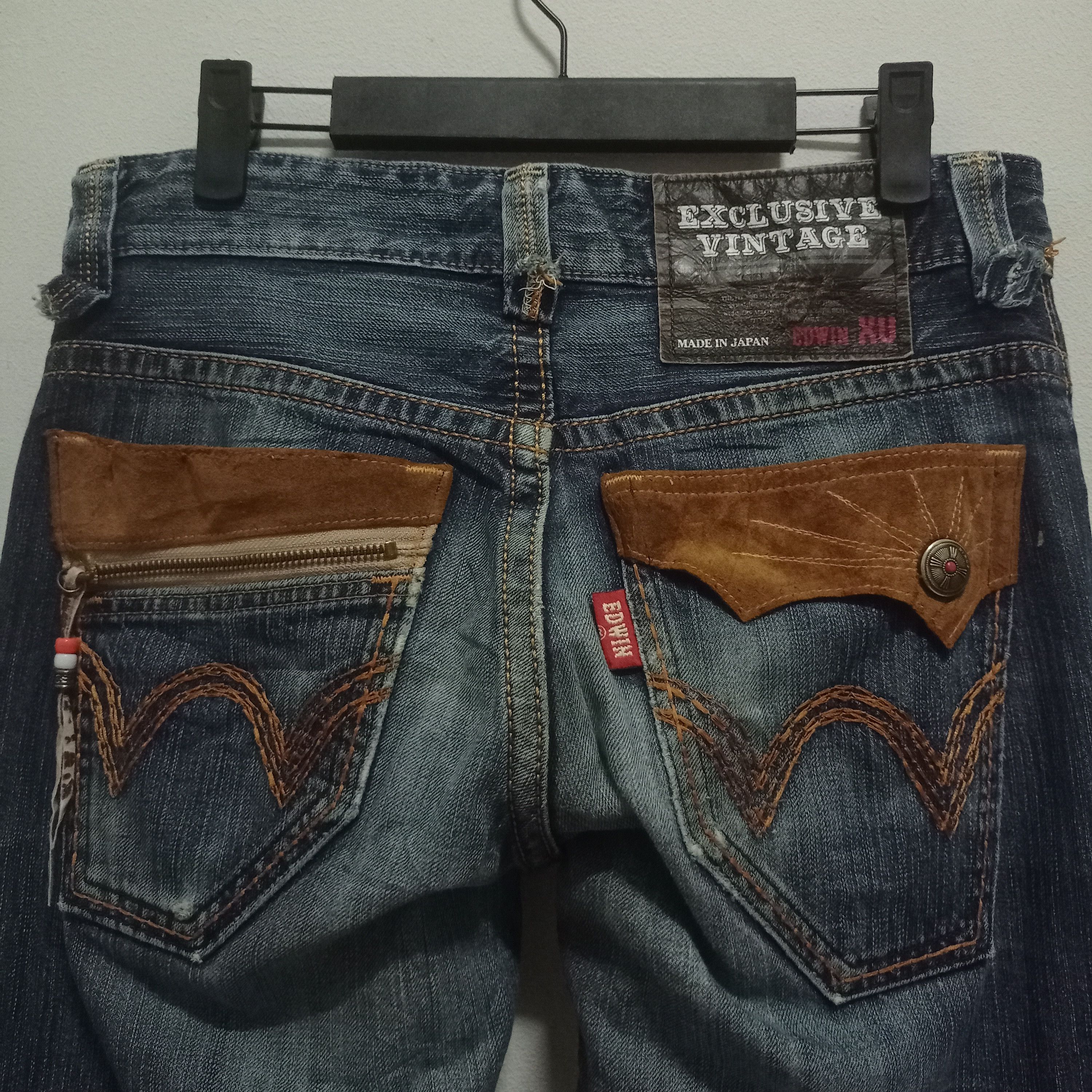 Edwin × Japanese Brand Exclusive Vintage Edwin XV Blue Wash Distressed Jeans 31x30 Size US 31 - 6 Thumbnail
